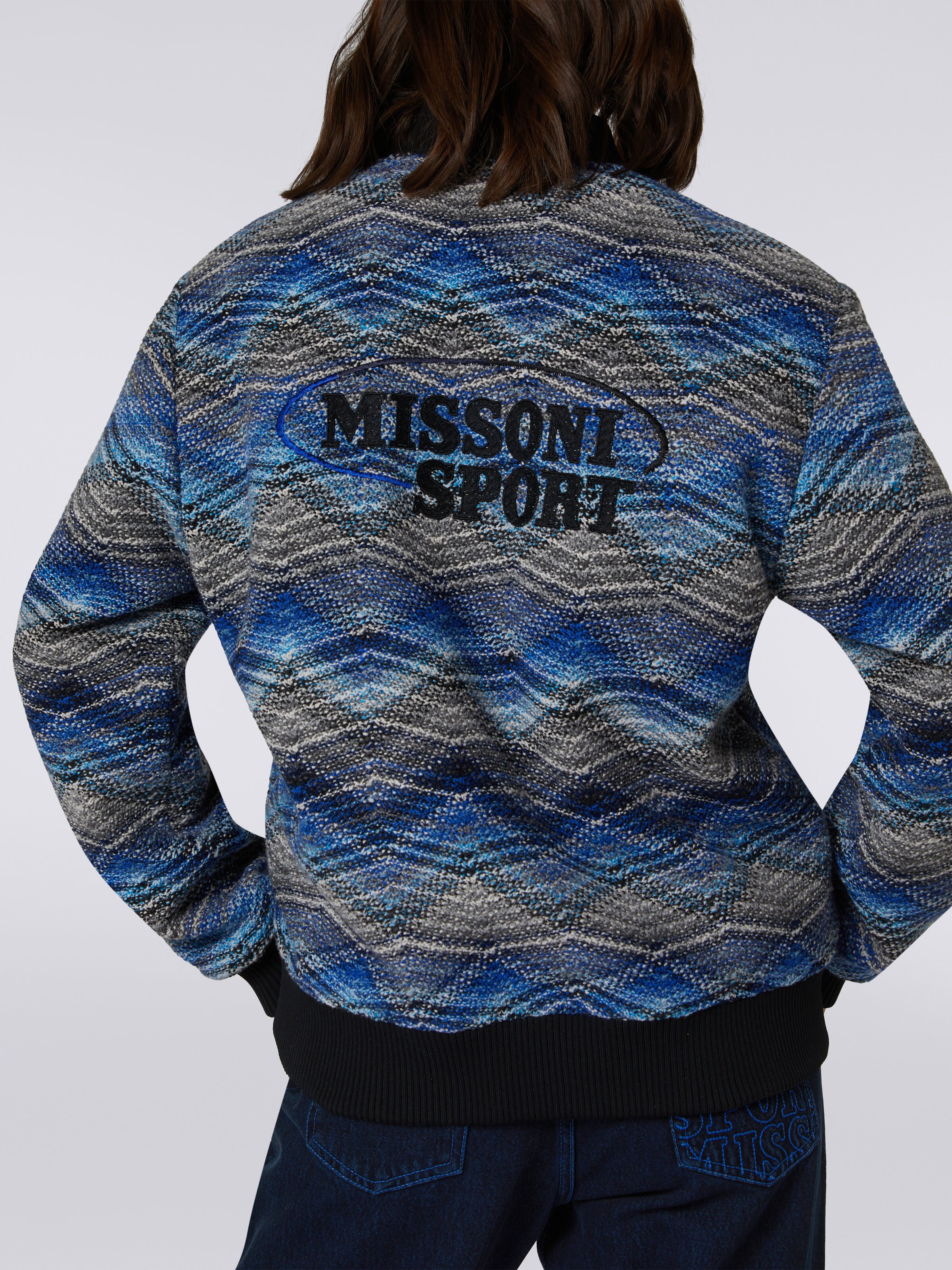 Wool blend chevron bomber jacket, Blue - 4
