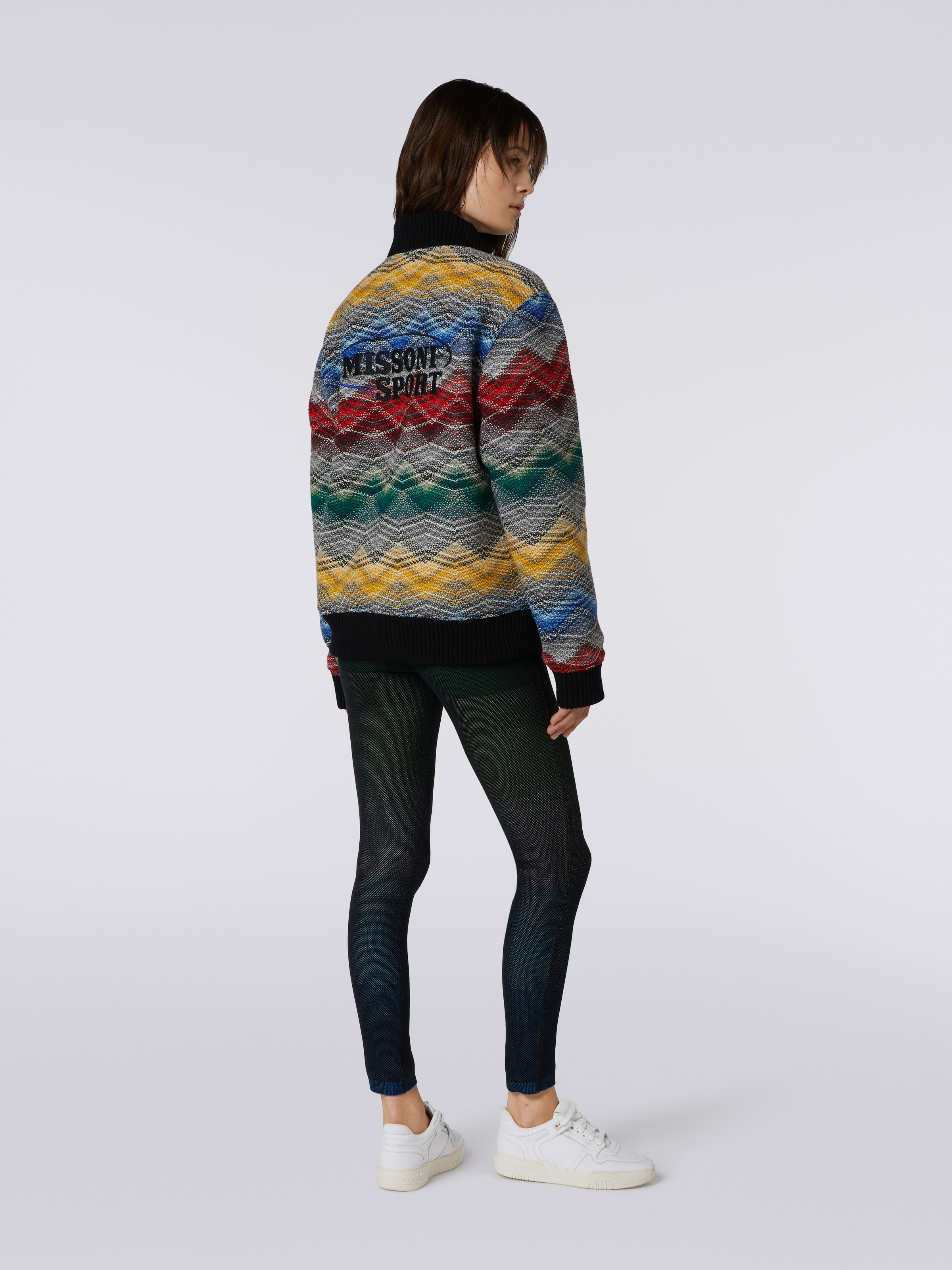 Wool blend chevron bomber jacket, Multicoloured  - 4