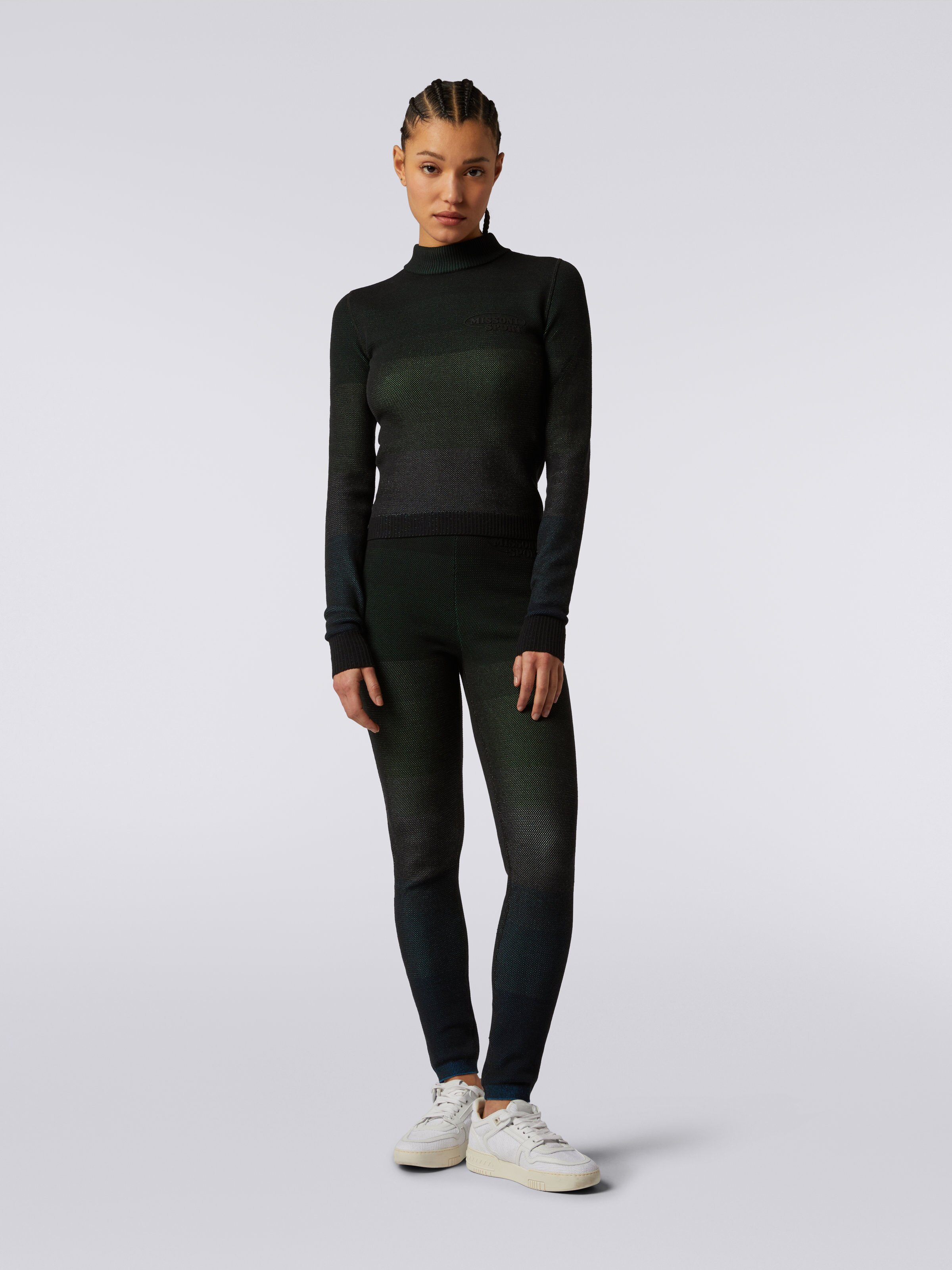 Cotton blend leggings with embroidered logo, Multicoloured  - 1