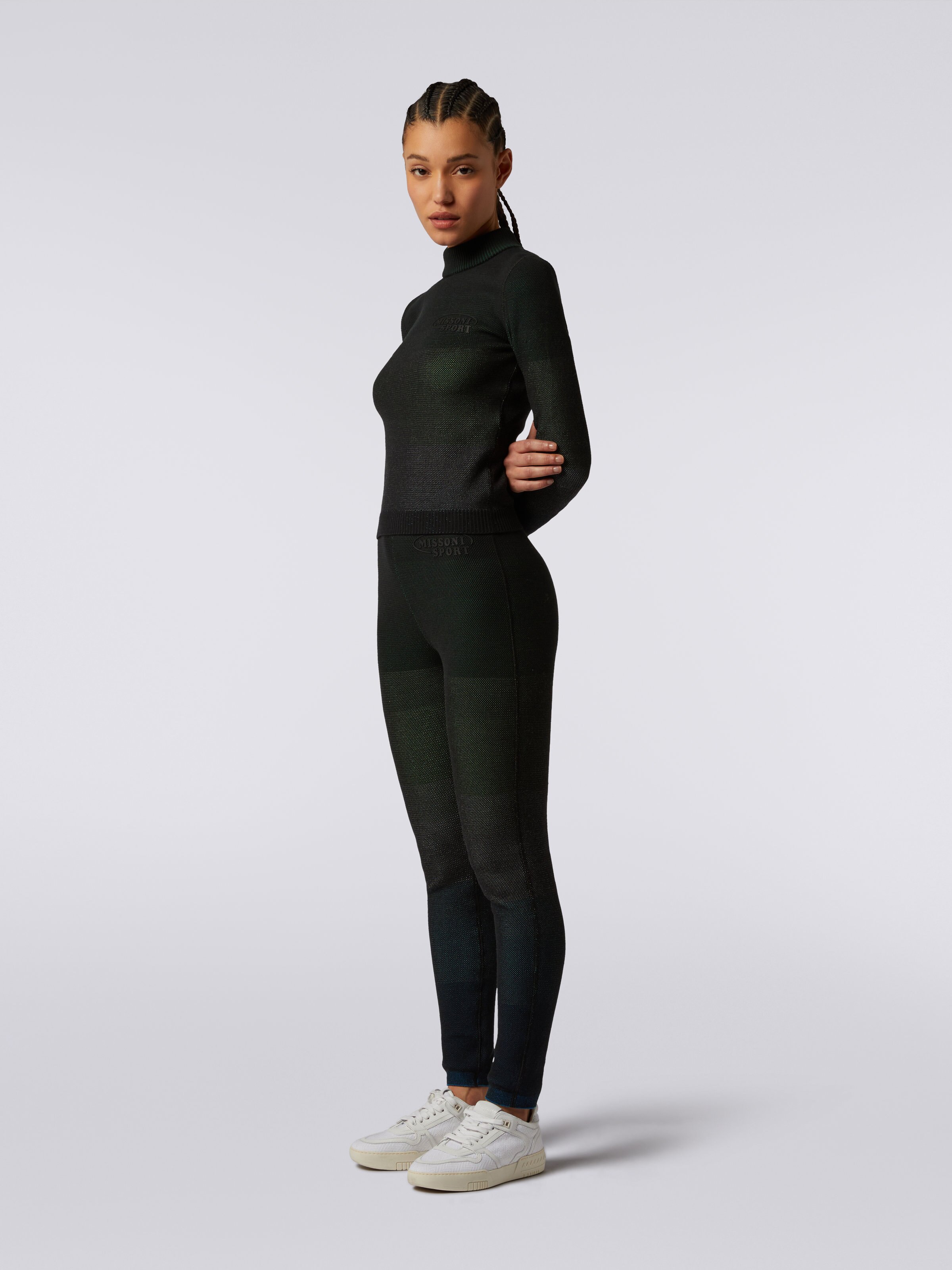 Cotton blend leggings with embroidered logo, Multicoloured  - 2