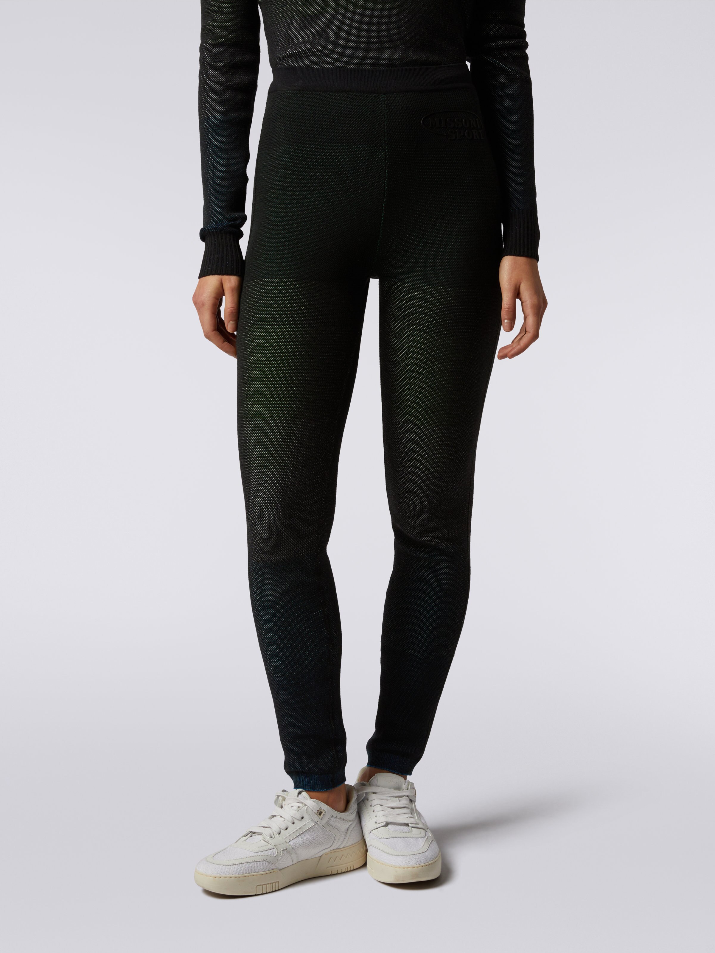 Cotton blend leggings with embroidered logo, Multicoloured  - 4