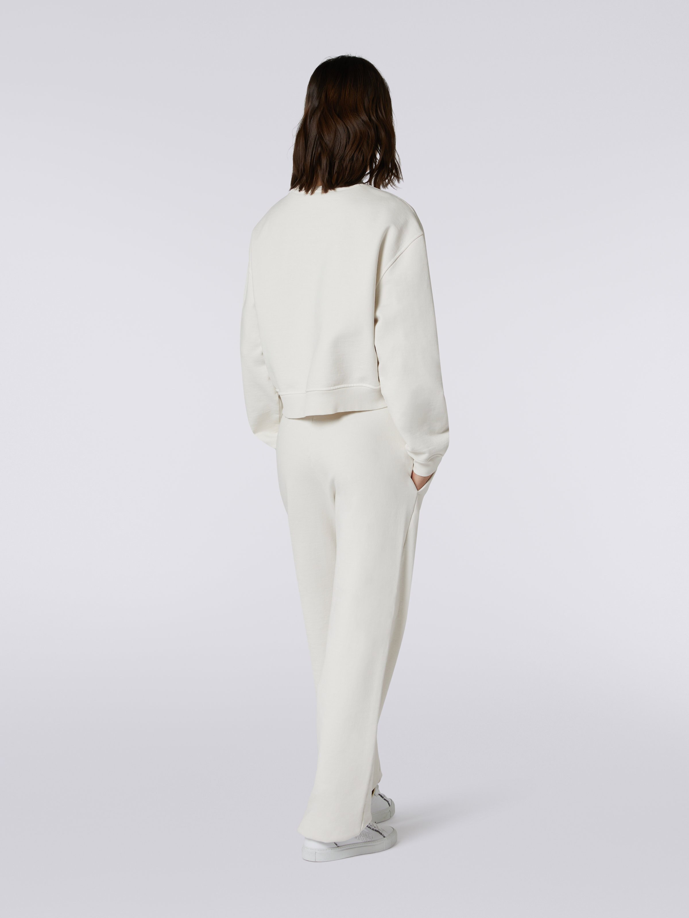 Cotton blend joggers with logo, White  - 3