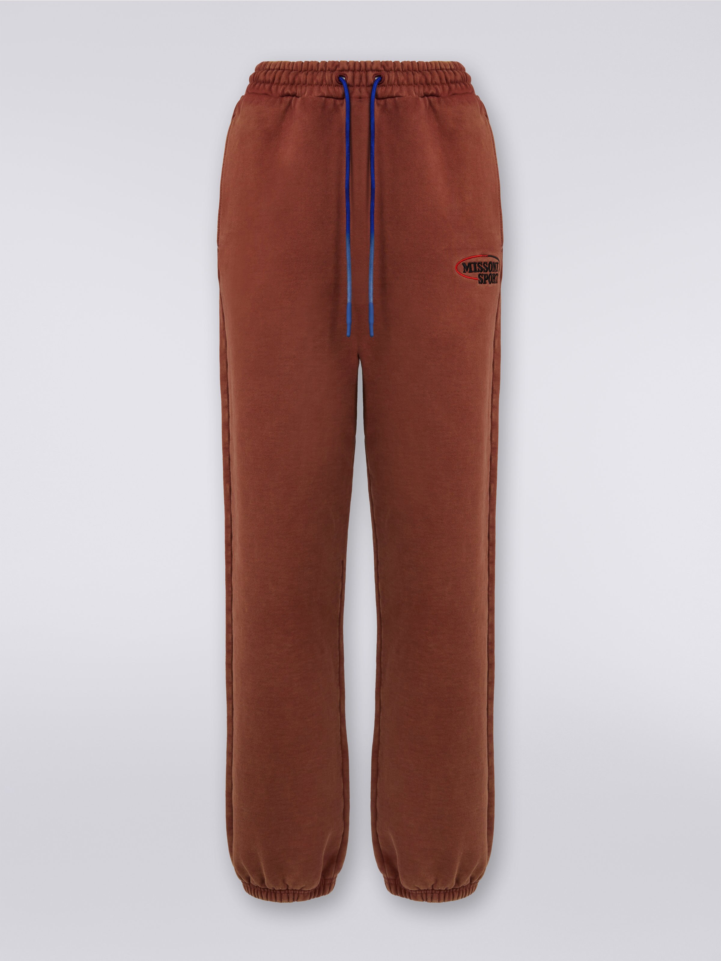 Cotton blend joggers with logo , Rust - 0