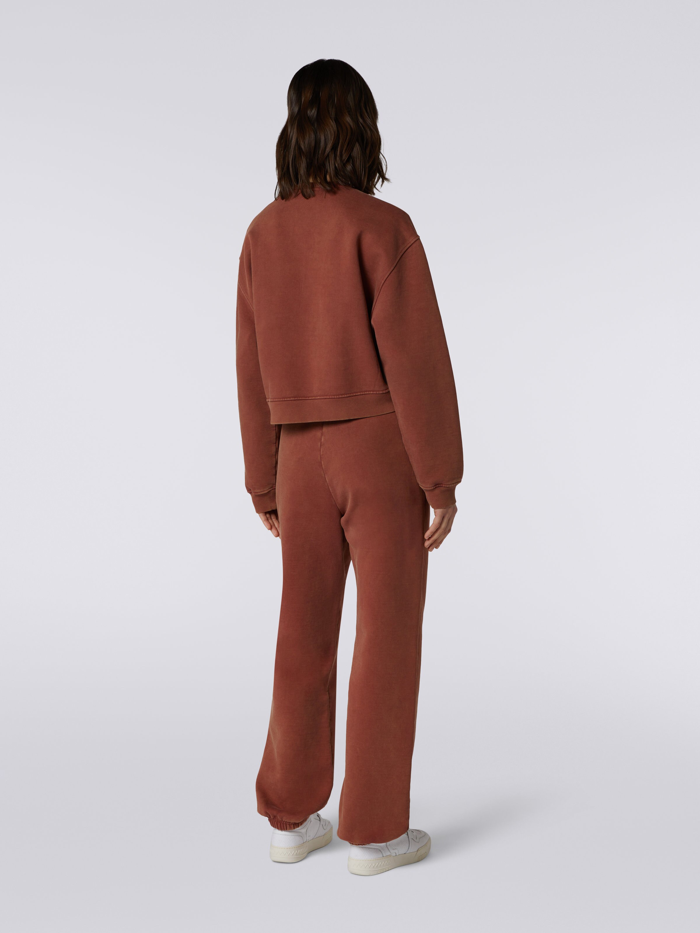 Cotton blend joggers with logo, Rust - 3