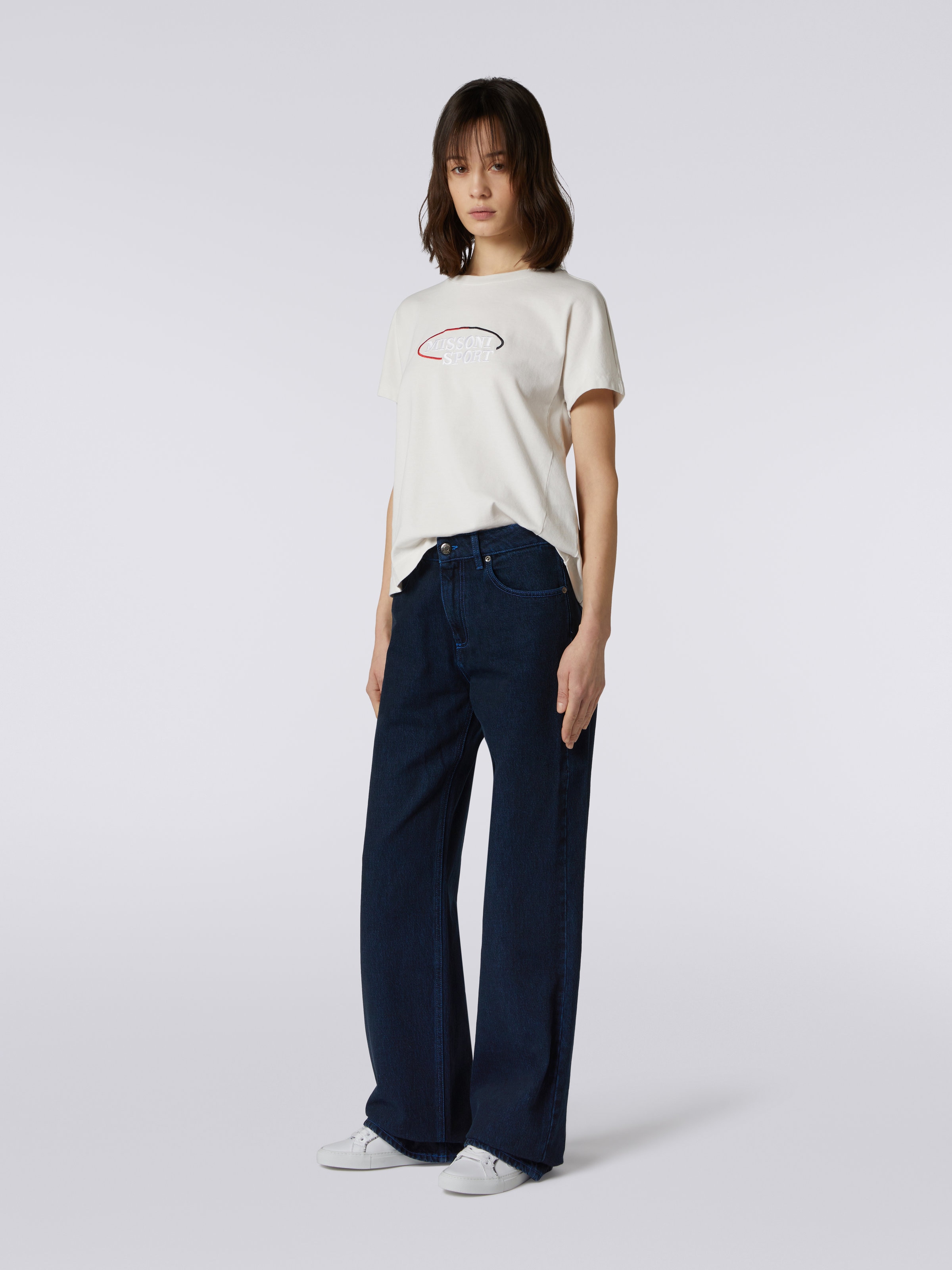 Flared five-pocket denim trousers, Blue - 2