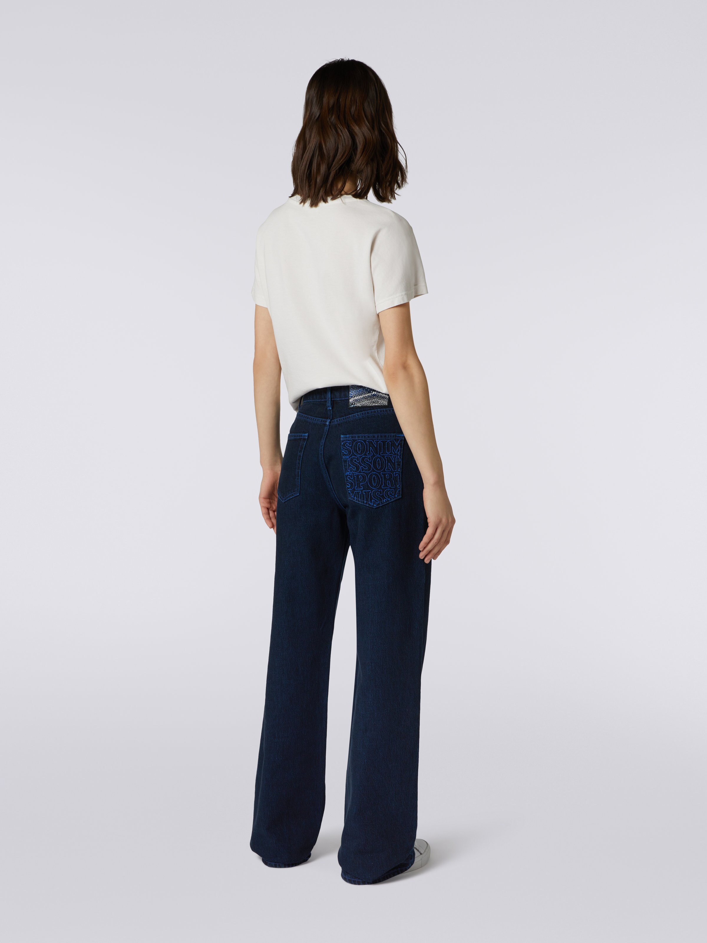 Flared five-pocket denim trousers , Blue - 3