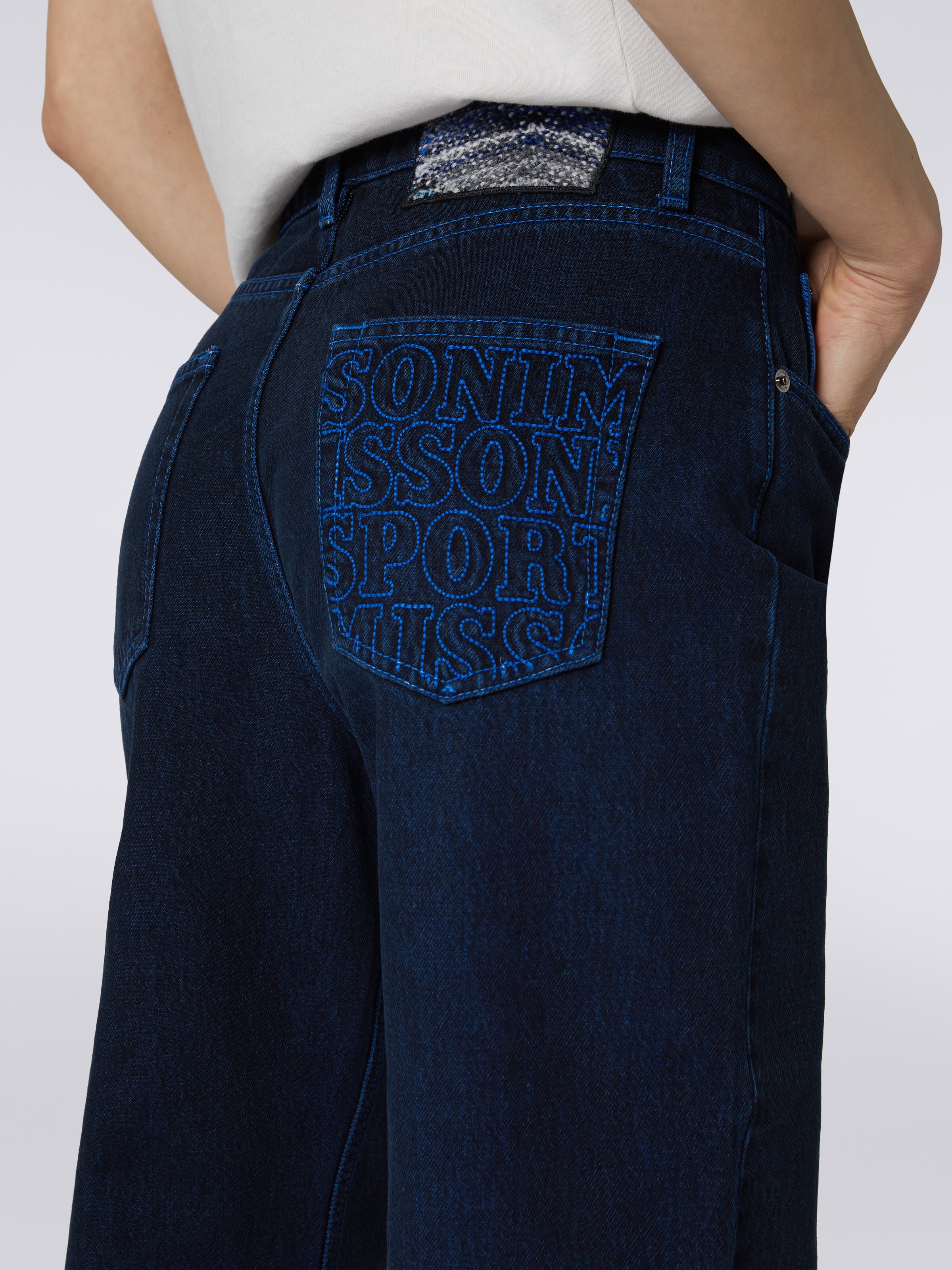 Flared five-pocket denim trousers, Blue - 4
