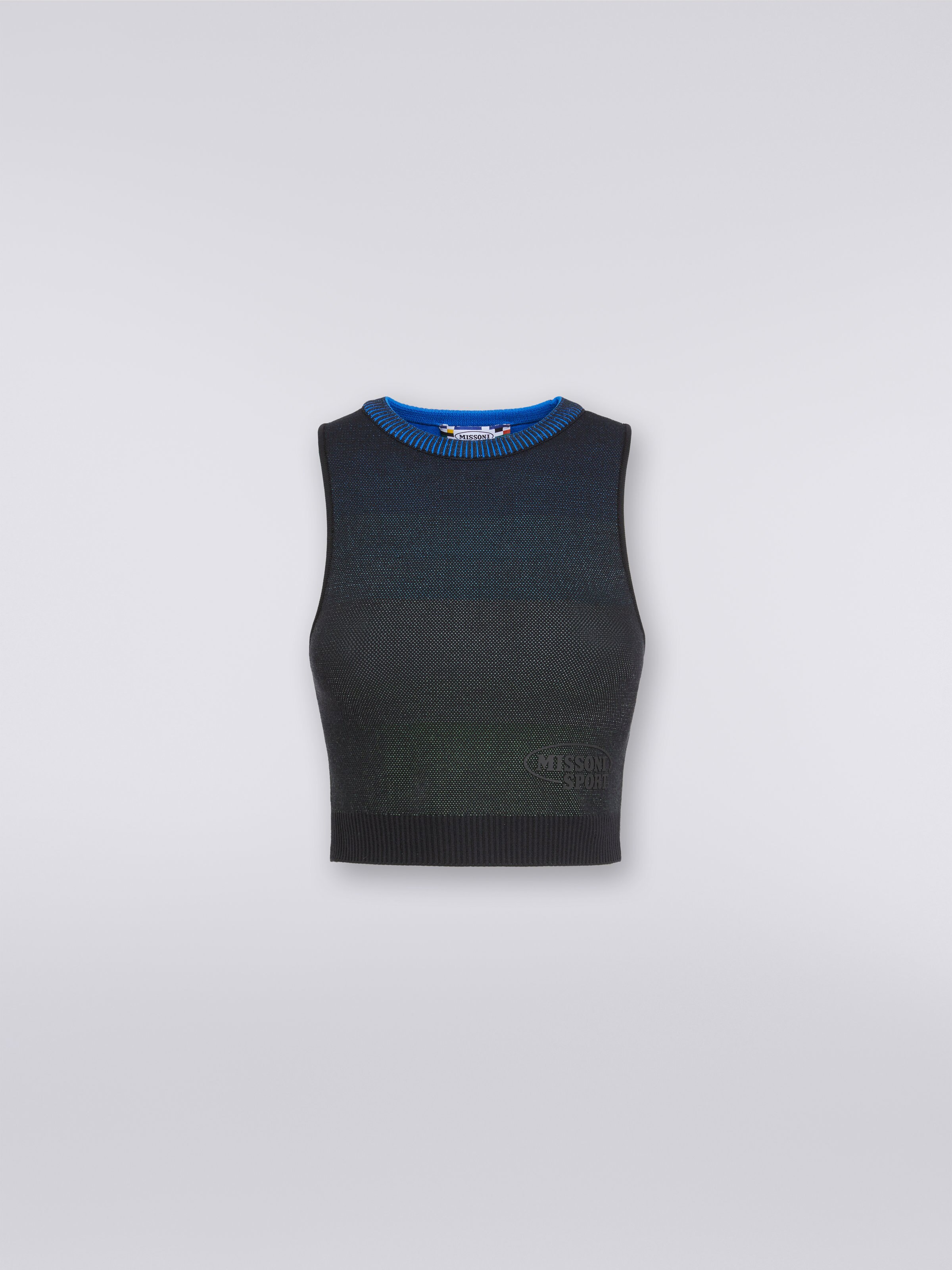 Sleeveless crop top in cotton blend, Multicoloured  - 0