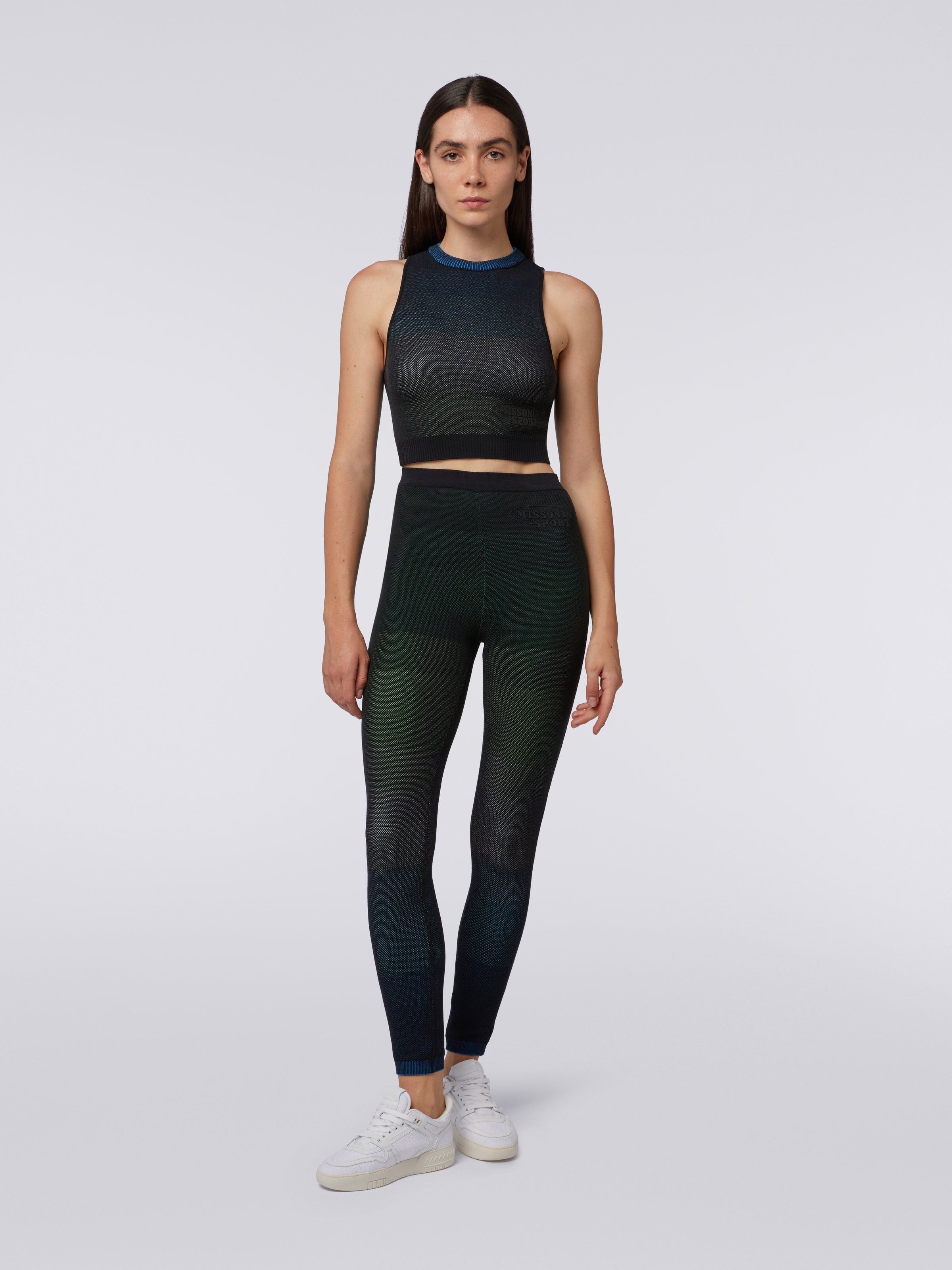 Sleeveless crop top in cotton blend, Multicoloured  - 1