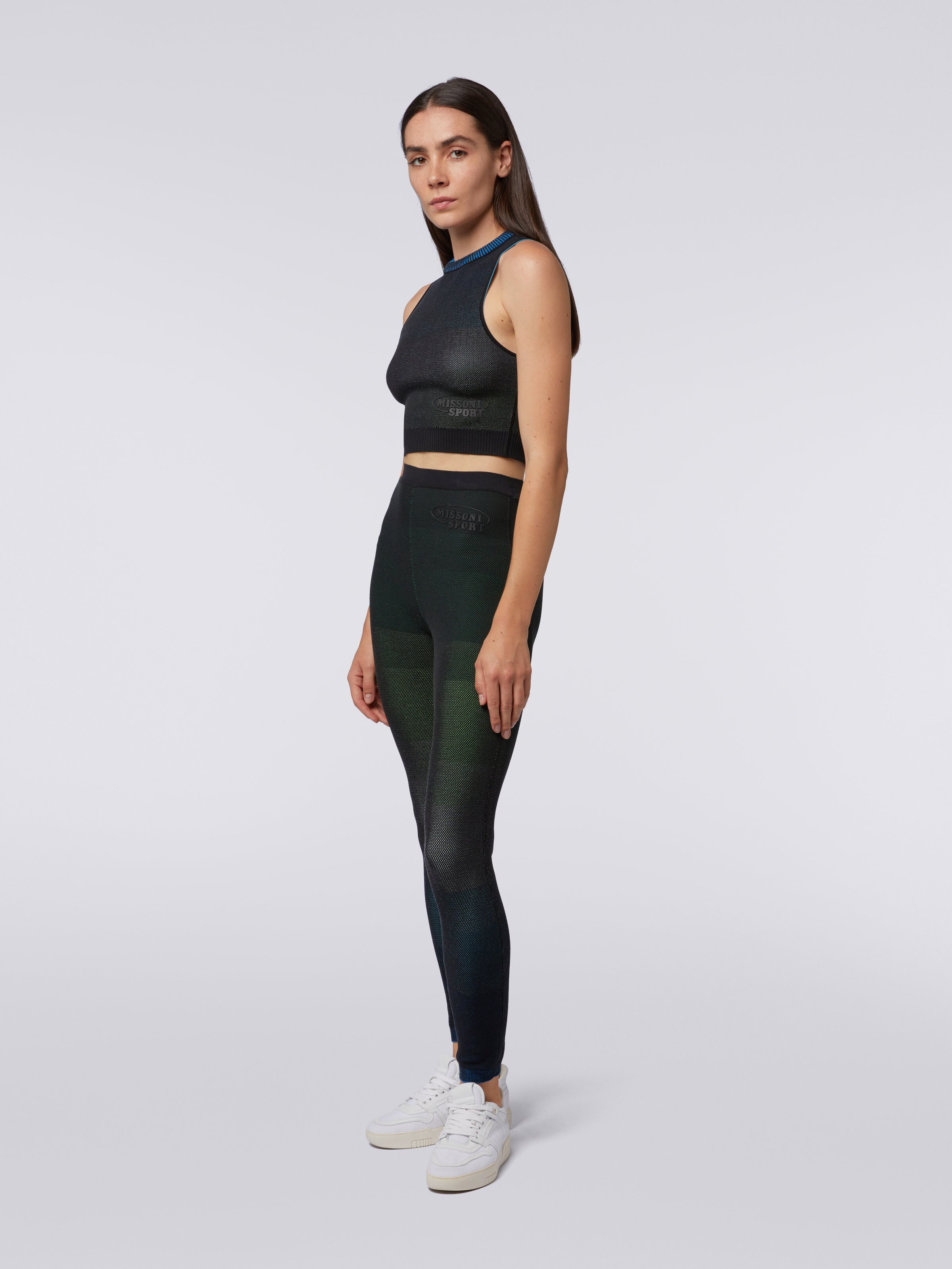 Sleeveless crop top in cotton blend, Multicoloured  - 2