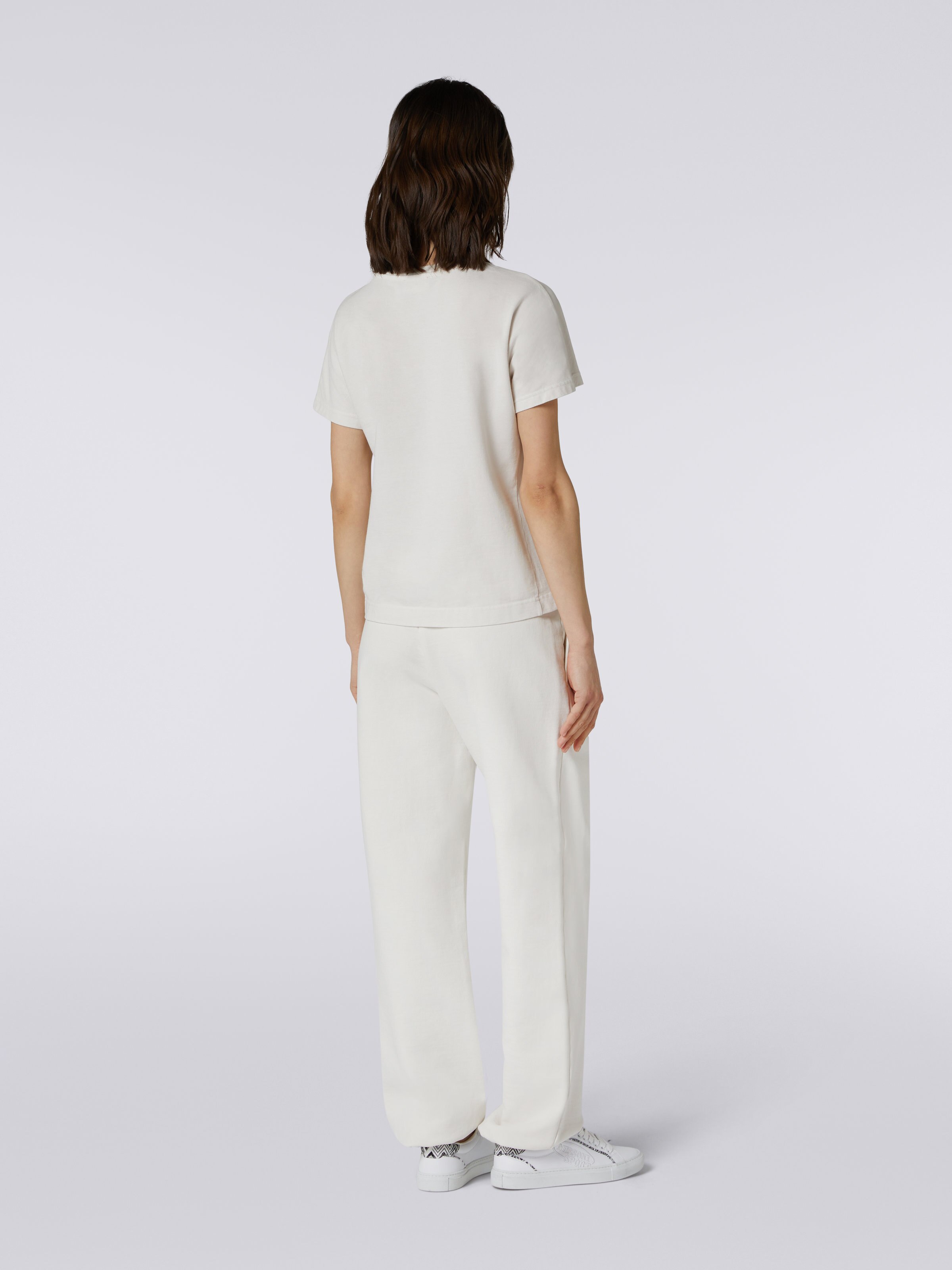 T-shirt en jersey de coton avec logo brodé, Blanc  - 3
