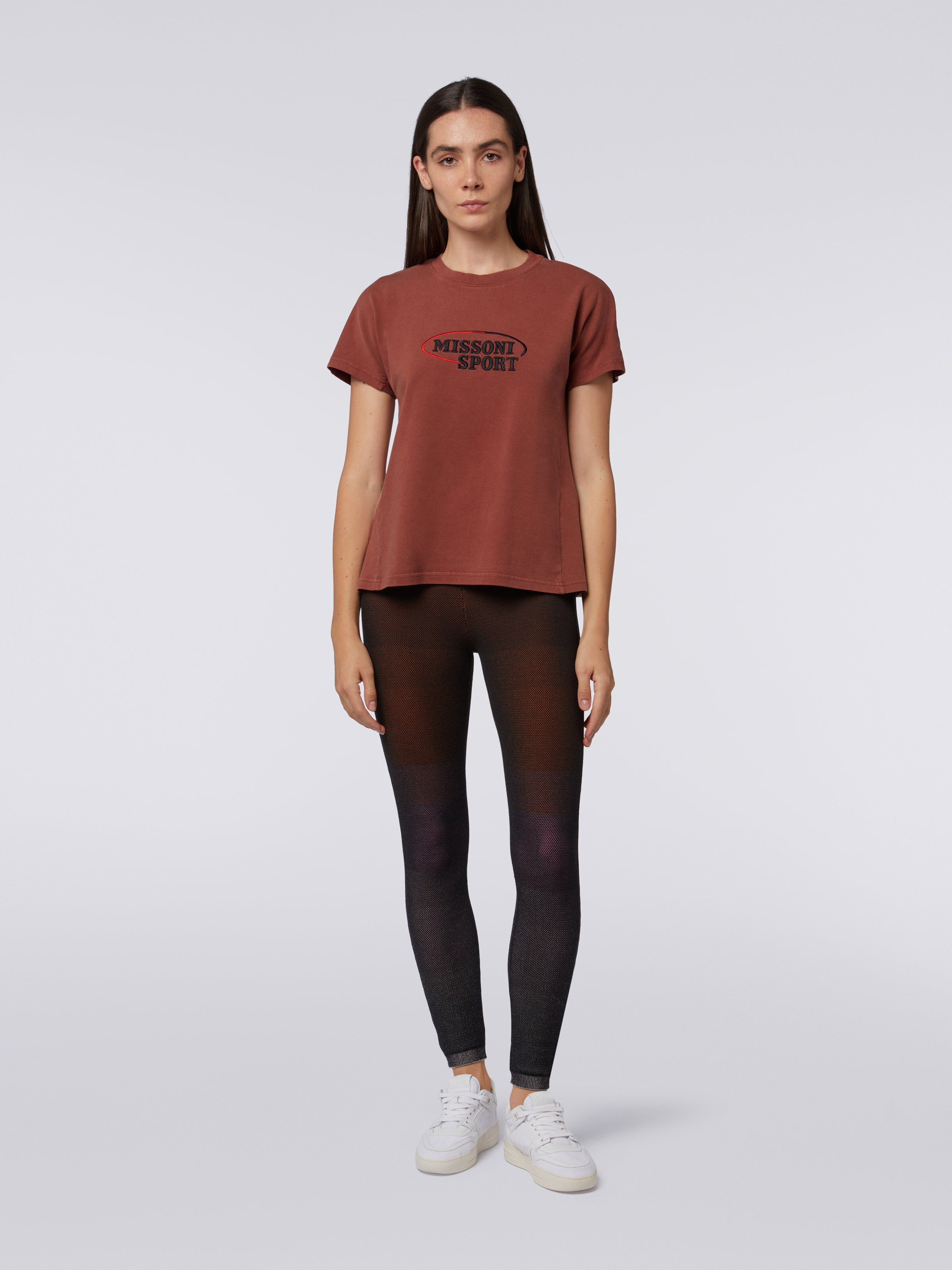 T-shirt en jersey de coton avec logo brodé, Rouille - 1