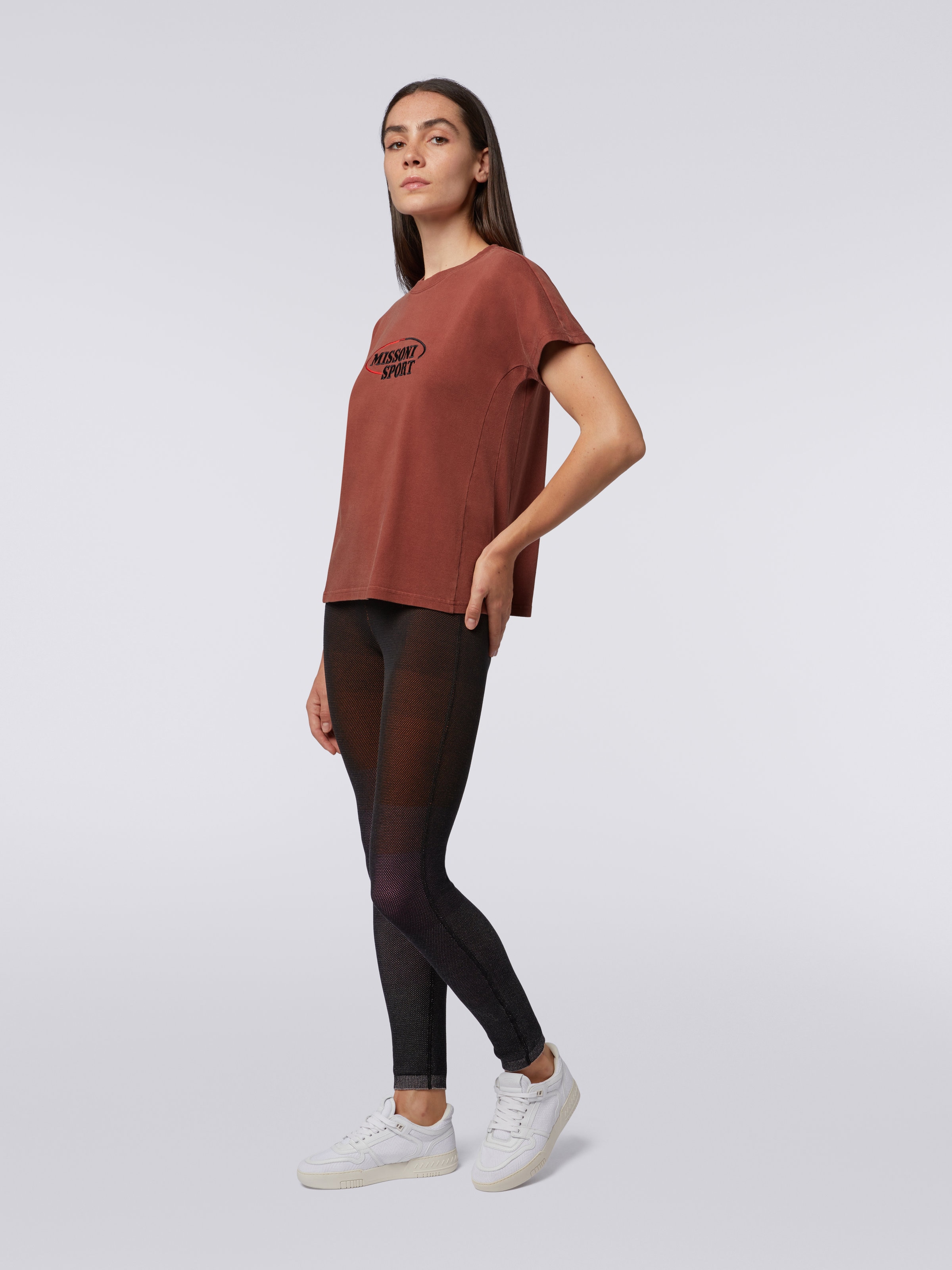 T-shirt en jersey de coton avec logo brodé, Rouille - 2