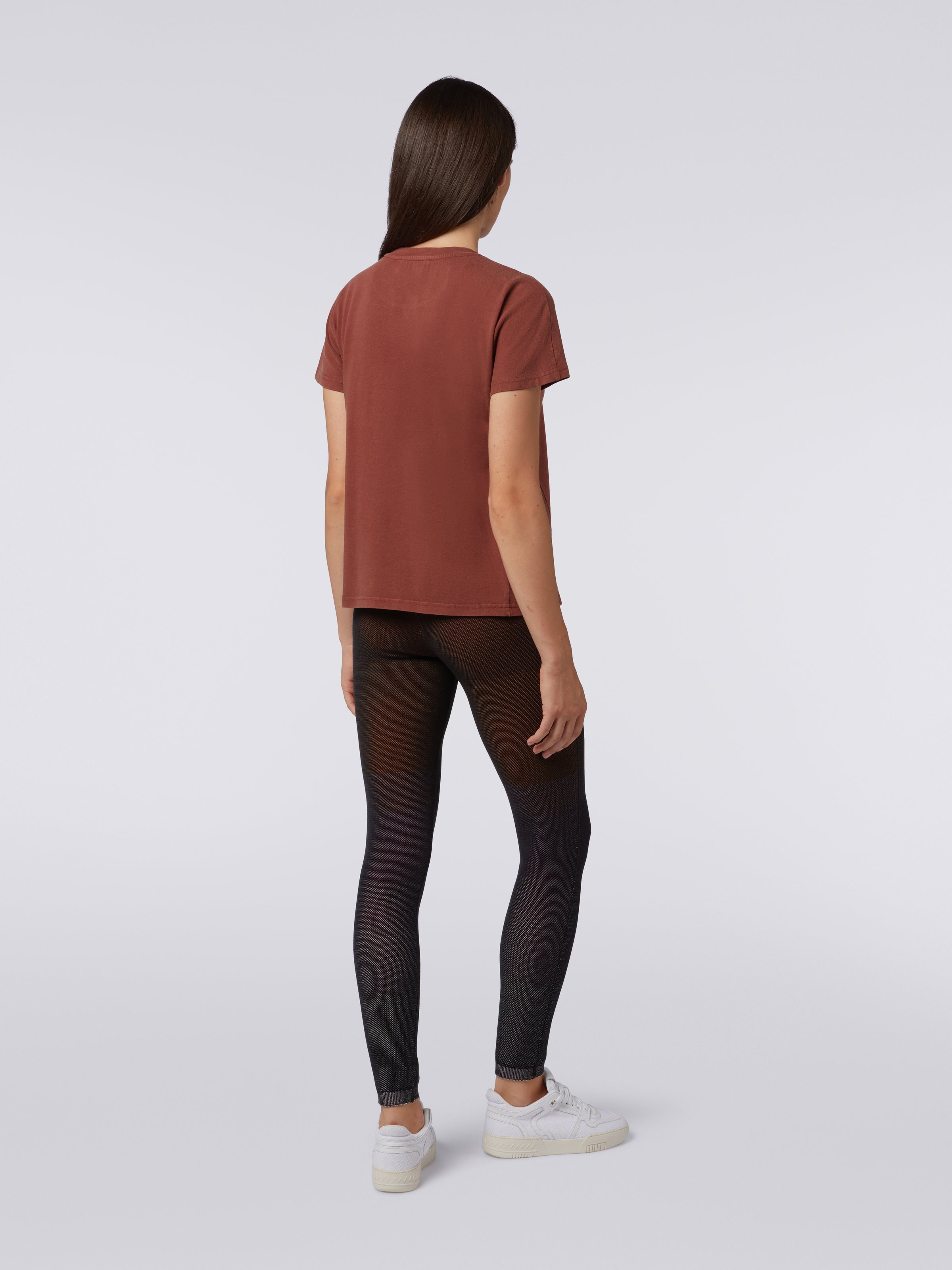T-shirt en jersey de coton avec logo brodé, Rouille - 3