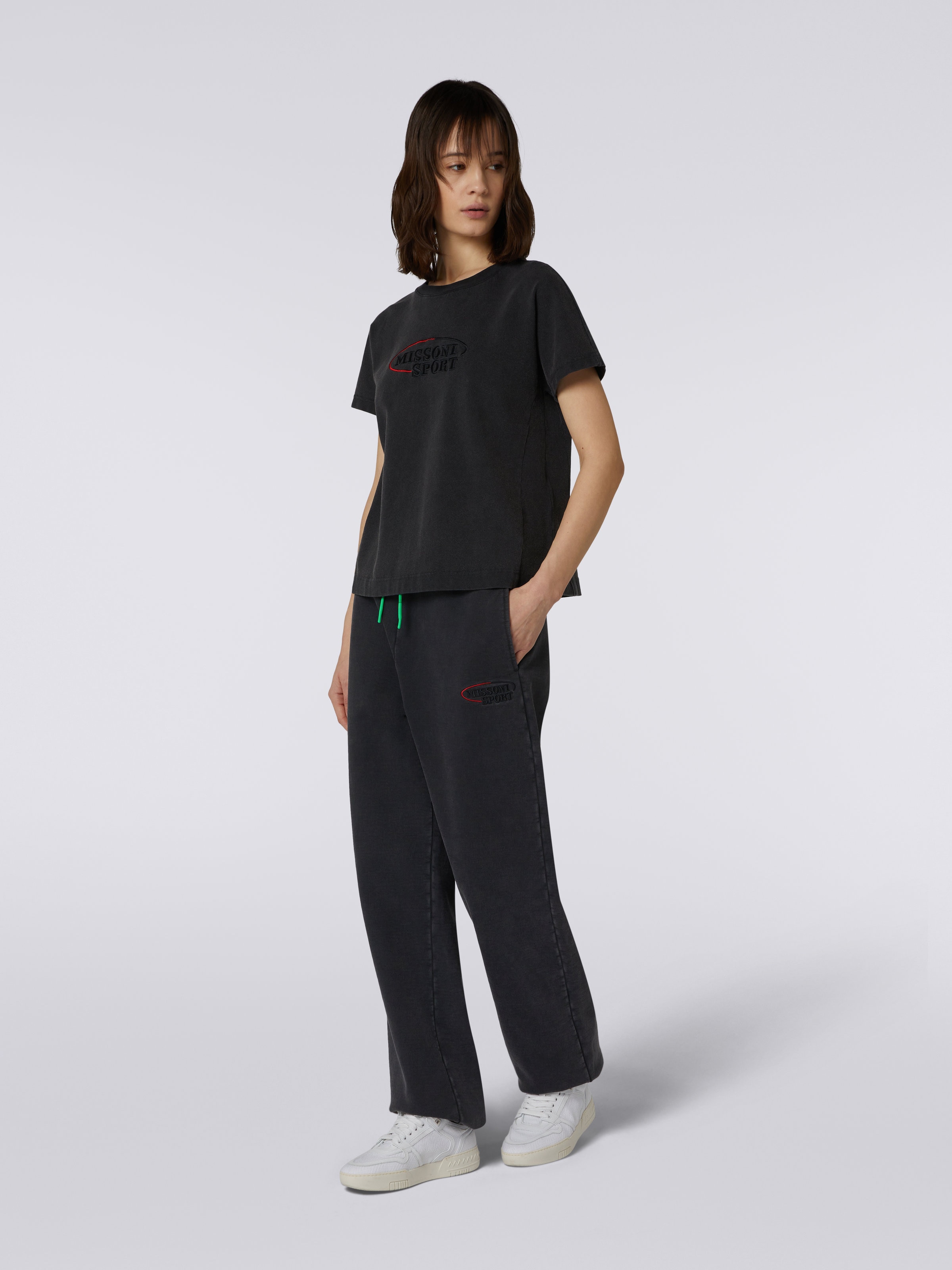 Cotton jersey T-shirt with embroidered logo, Grey - 2