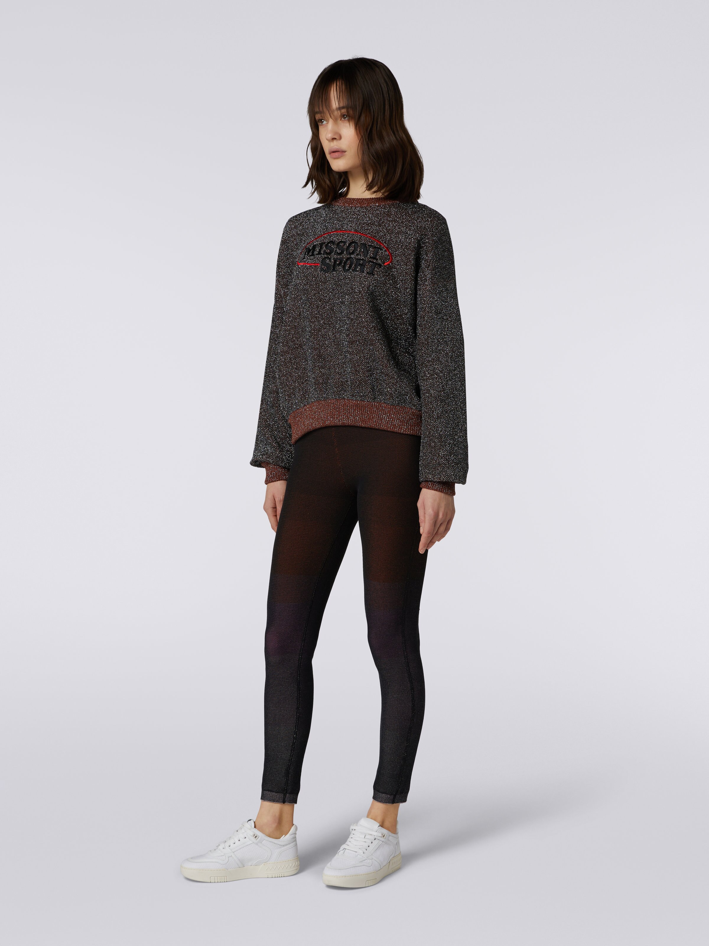Cotton and viscose crew-neck pullover with lurex and logo , Multicoloured  - 2