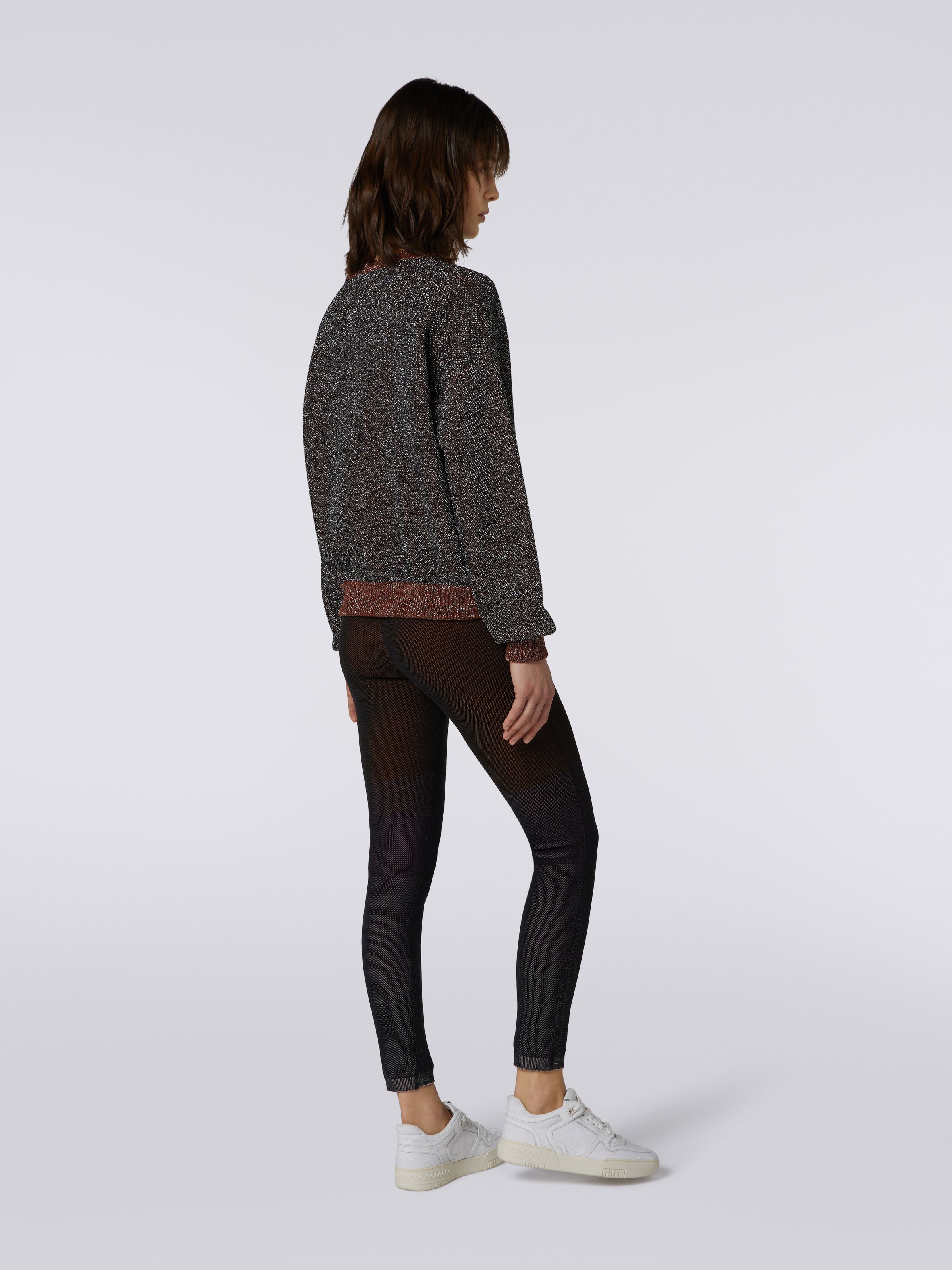 Cotton and viscose crew-neck pullover with lurex and logo , Multicoloured  - 3
