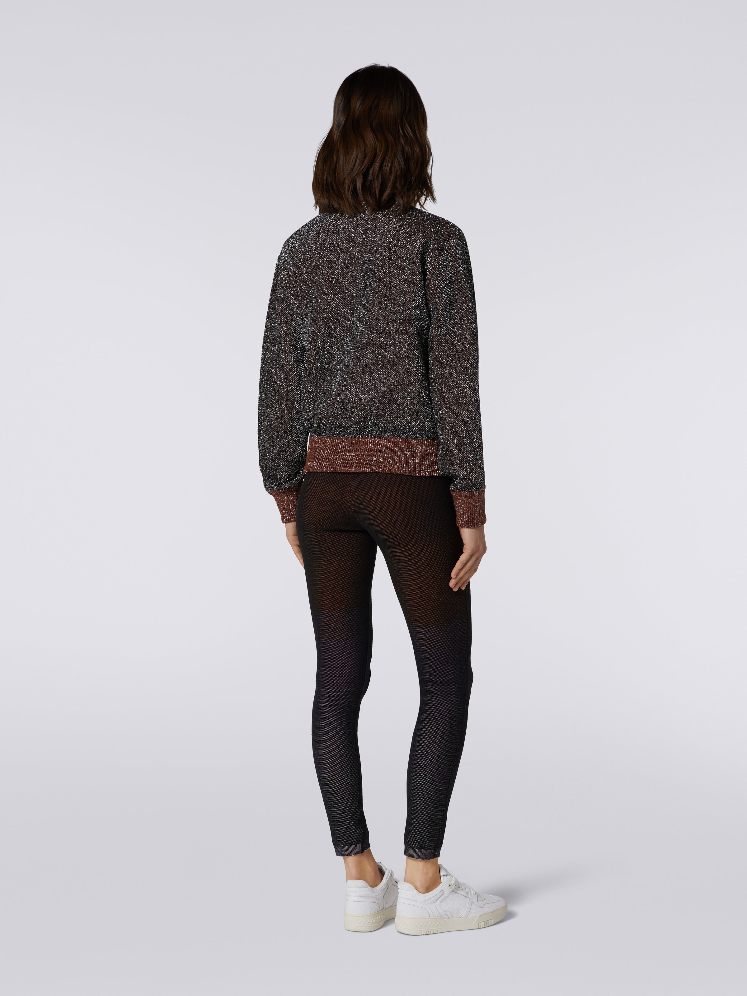 Cotton and viscose zipped sweatshirt with lurex and logo, Multicoloured  - 3