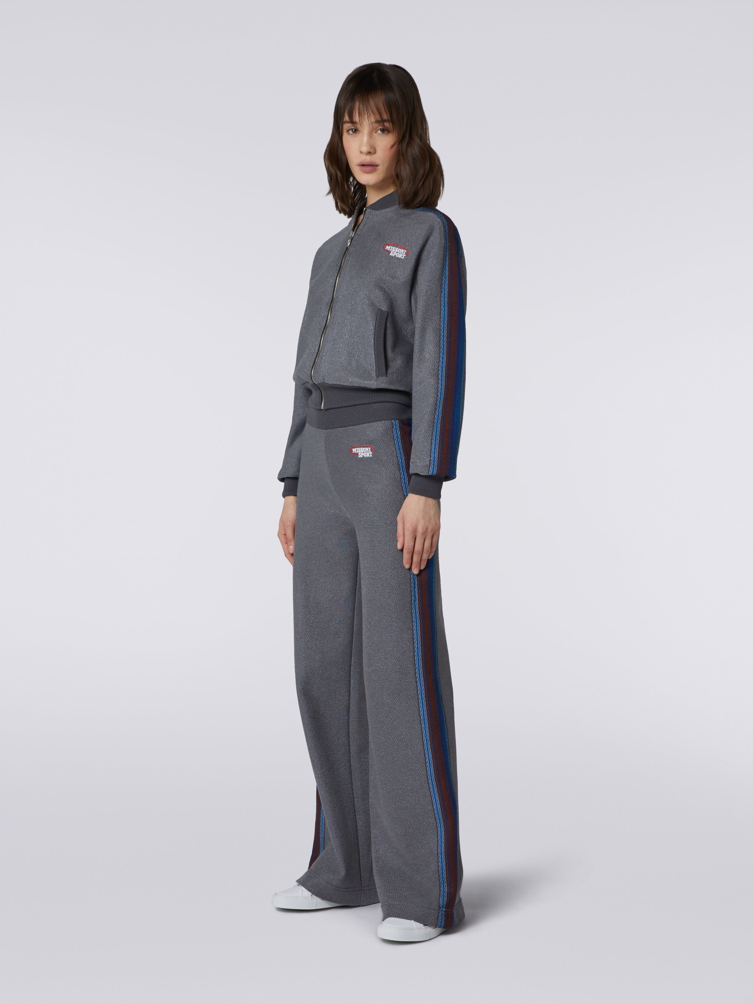 Sweat en coton mélangé avec zip et logo, Rouille - 2