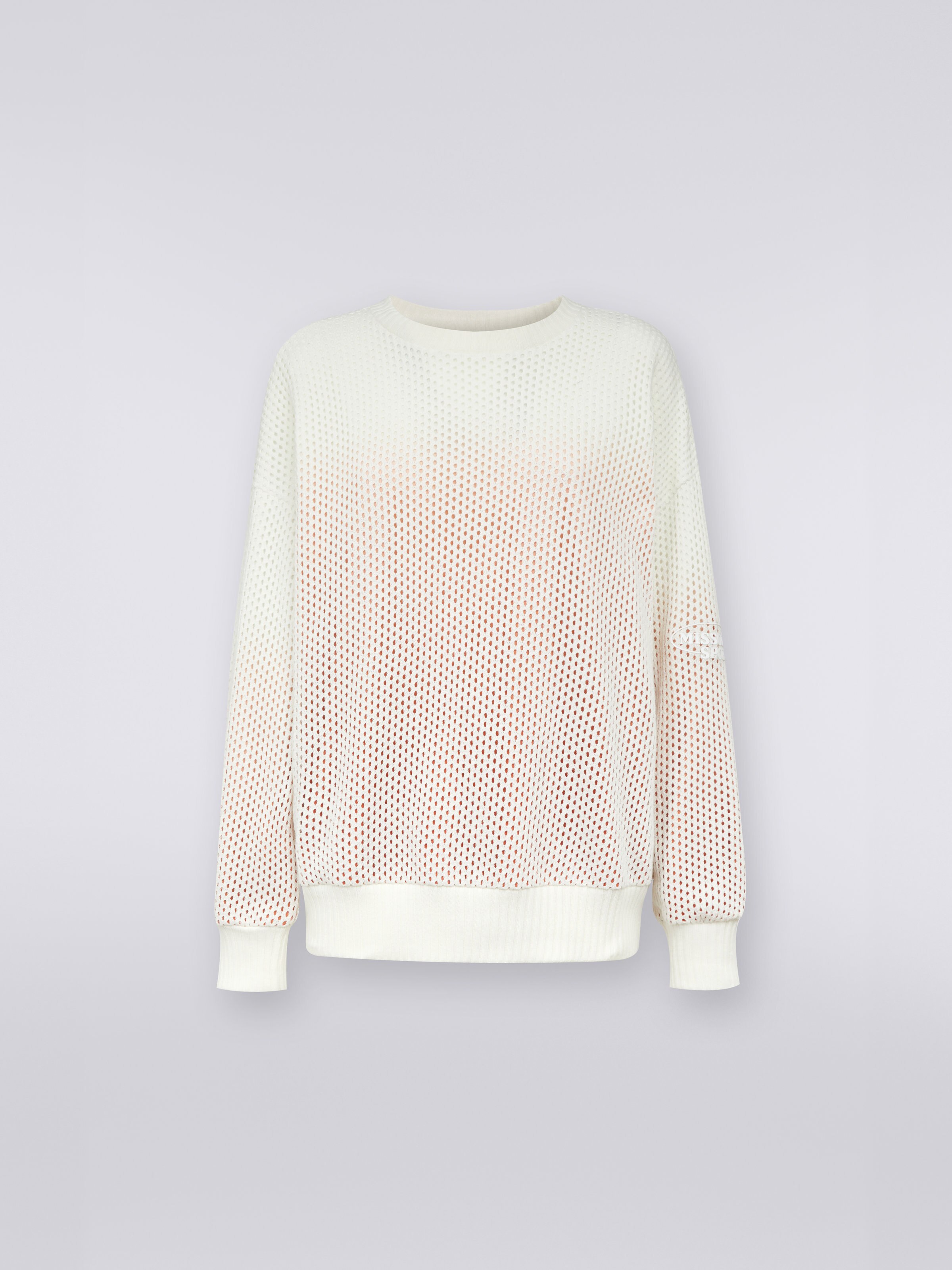 Felpa girocollo in mesh di cotone con logo, Ruggine - 0