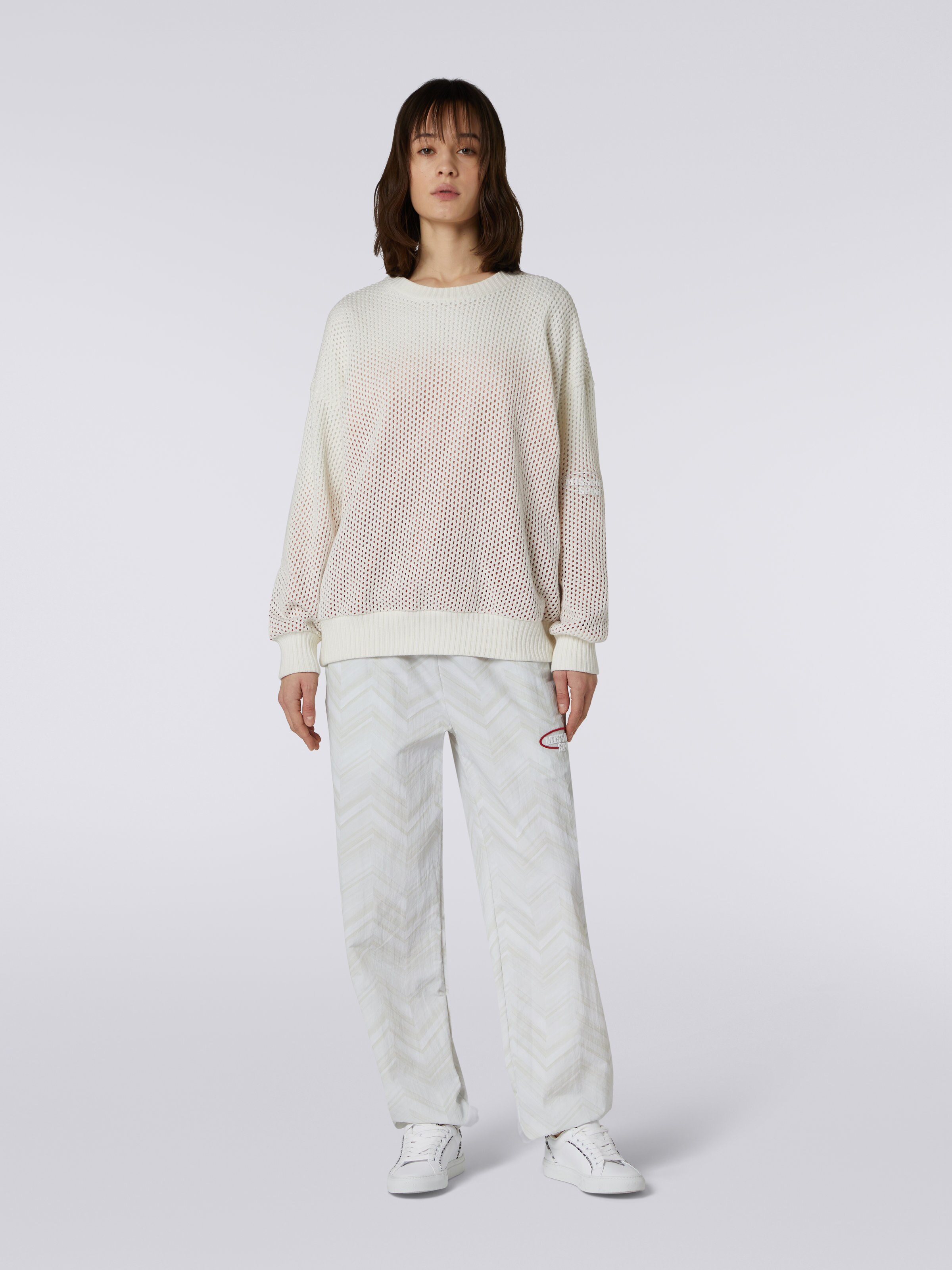 Felpa girocollo in mesh di cotone con logo, Ruggine - 1