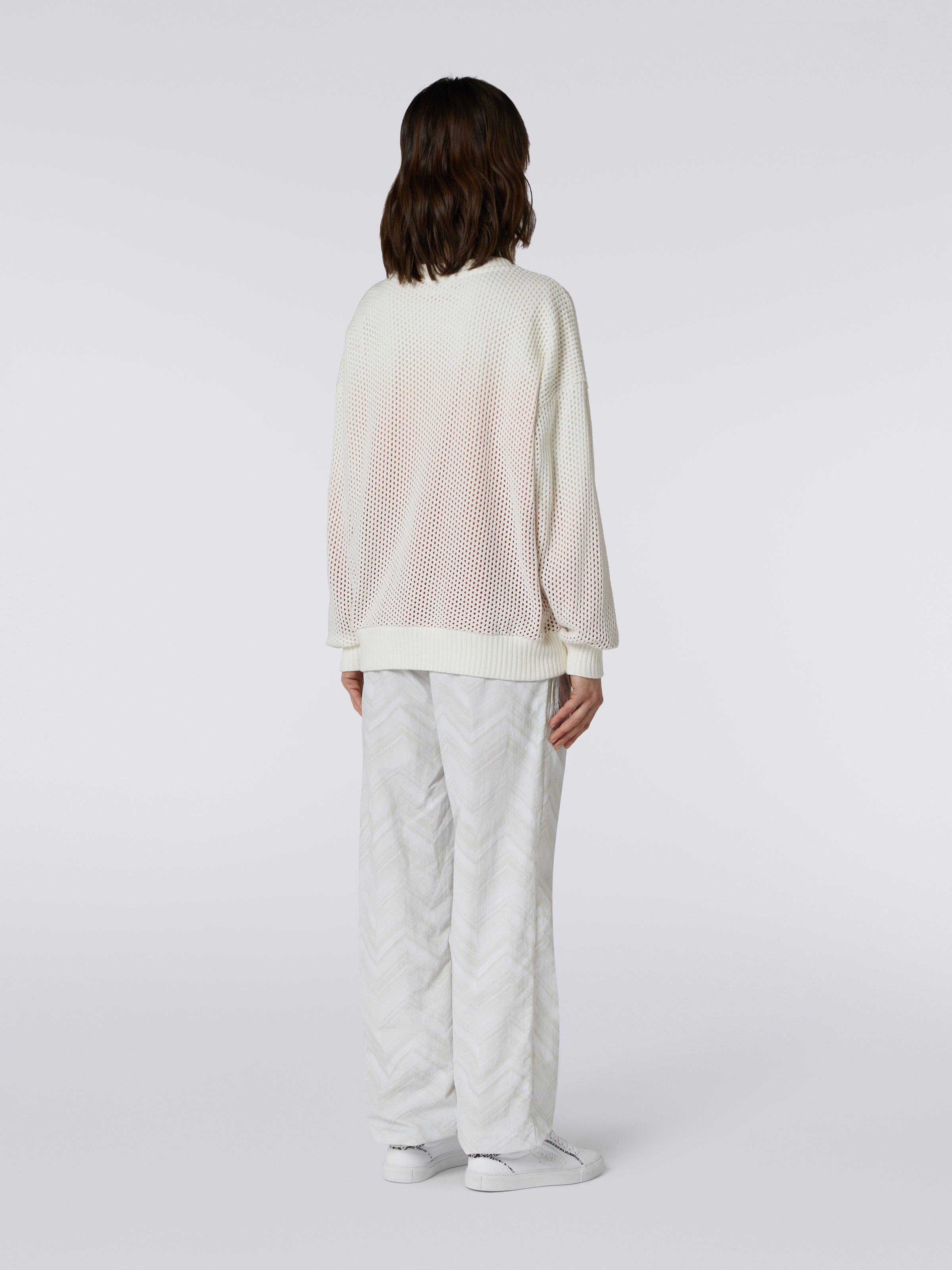 Felpa girocollo in mesh di cotone con logo, Ruggine - 3