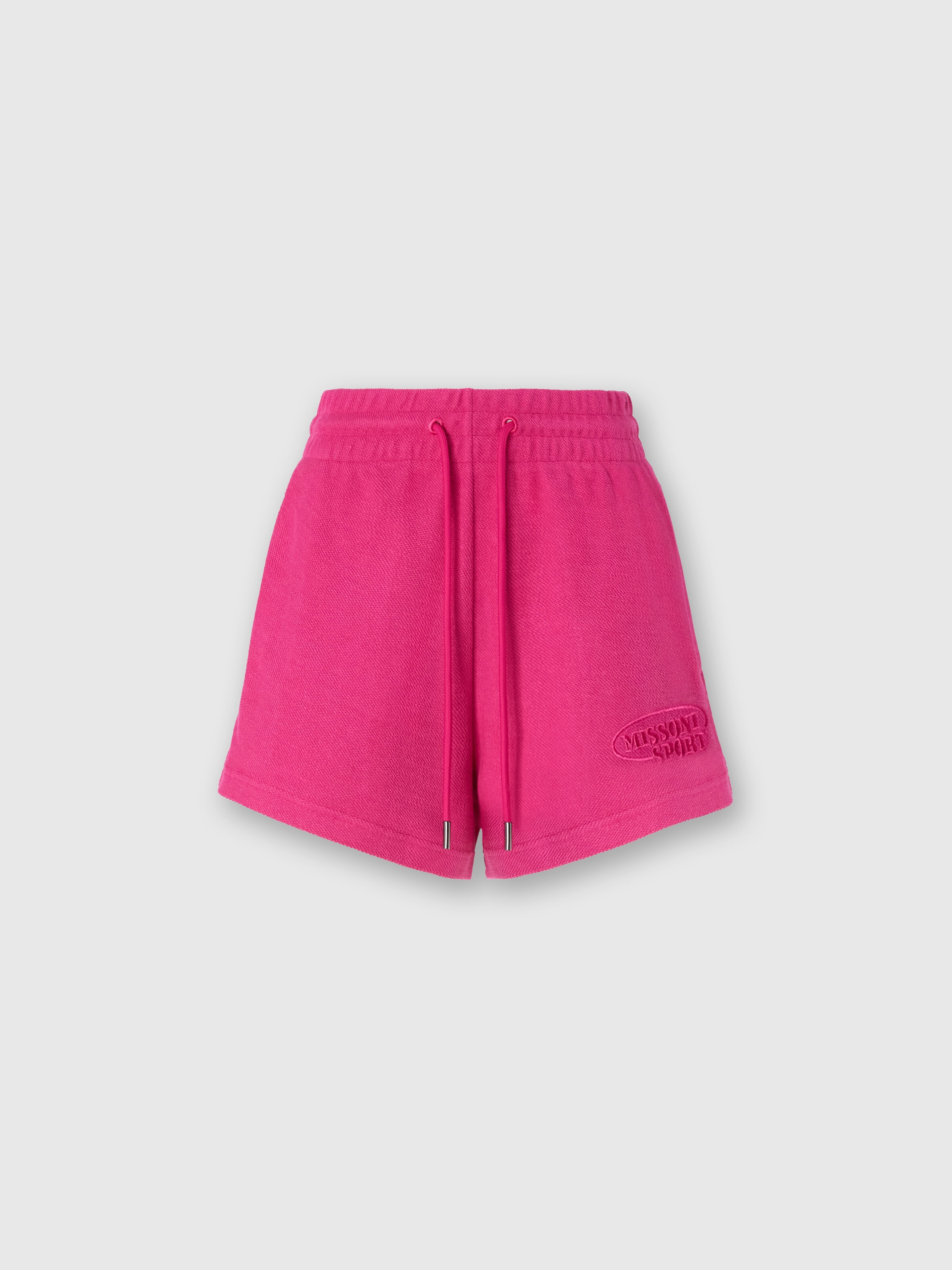 Pantalones cortos de felpa perchada con logotipo, Rojo  - 0