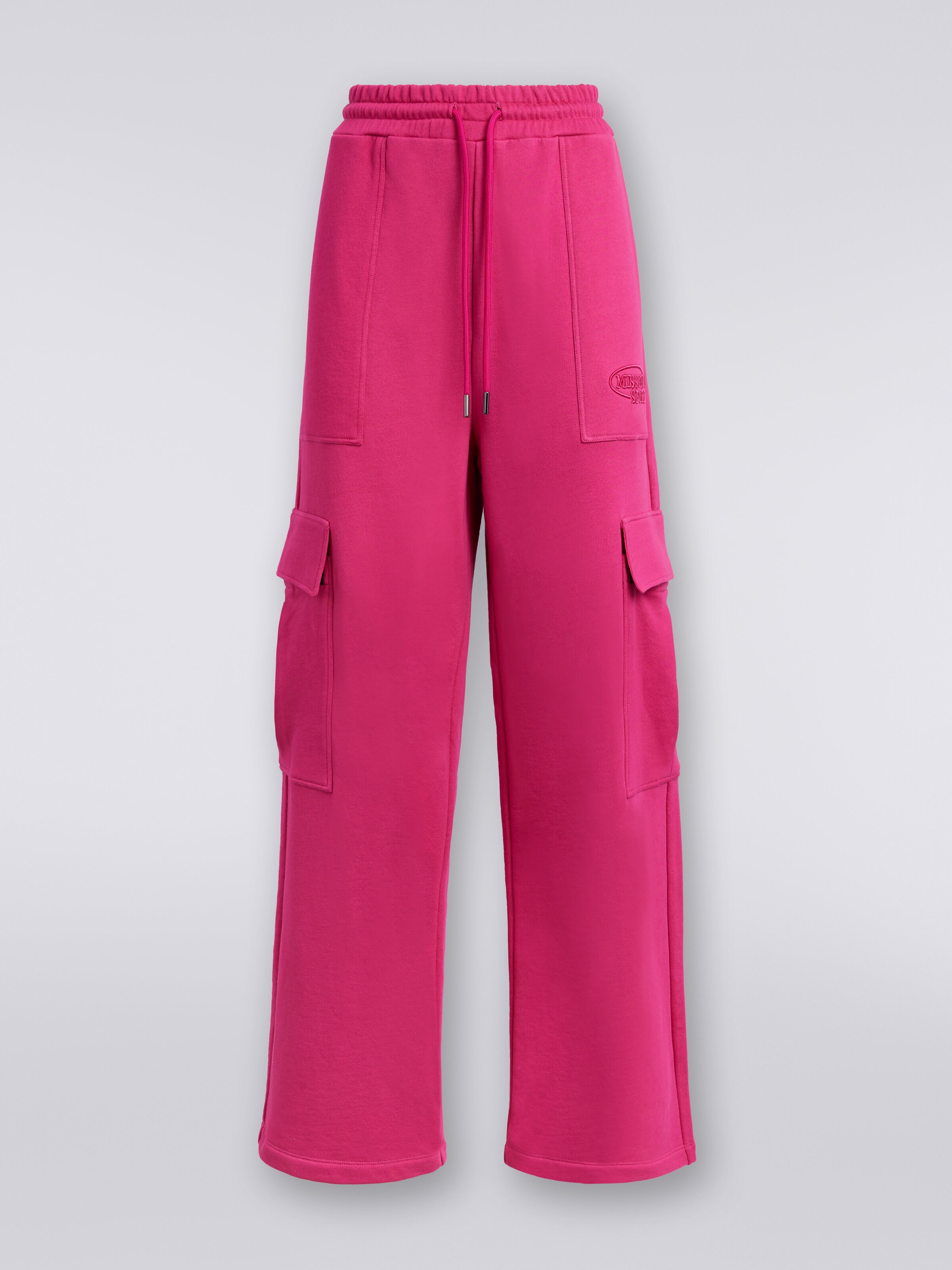 Pantalon cargo en sweat de coton, Rouge  - 0