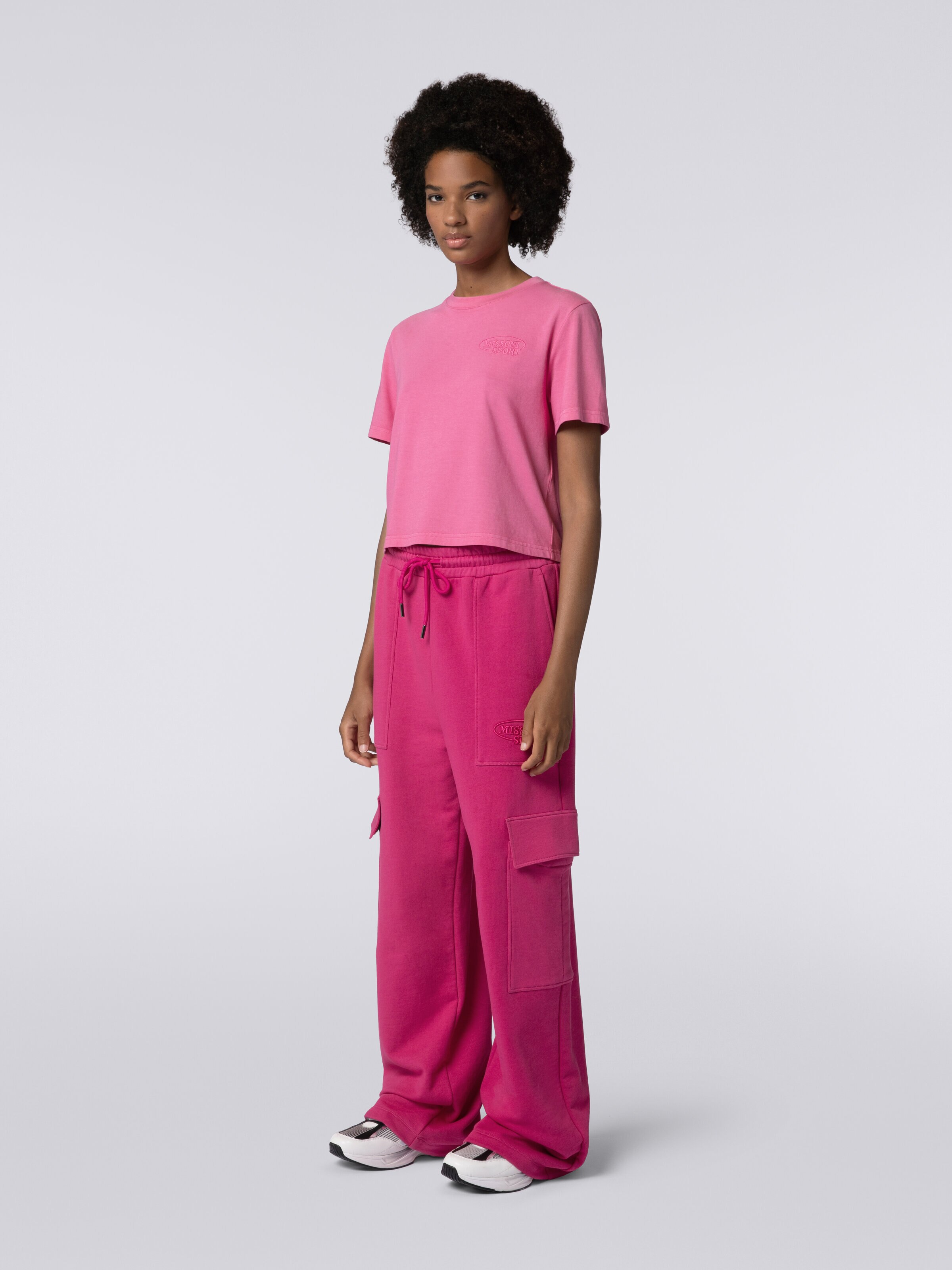 Pantalon cargo en sweat de coton, Rouge  - 2