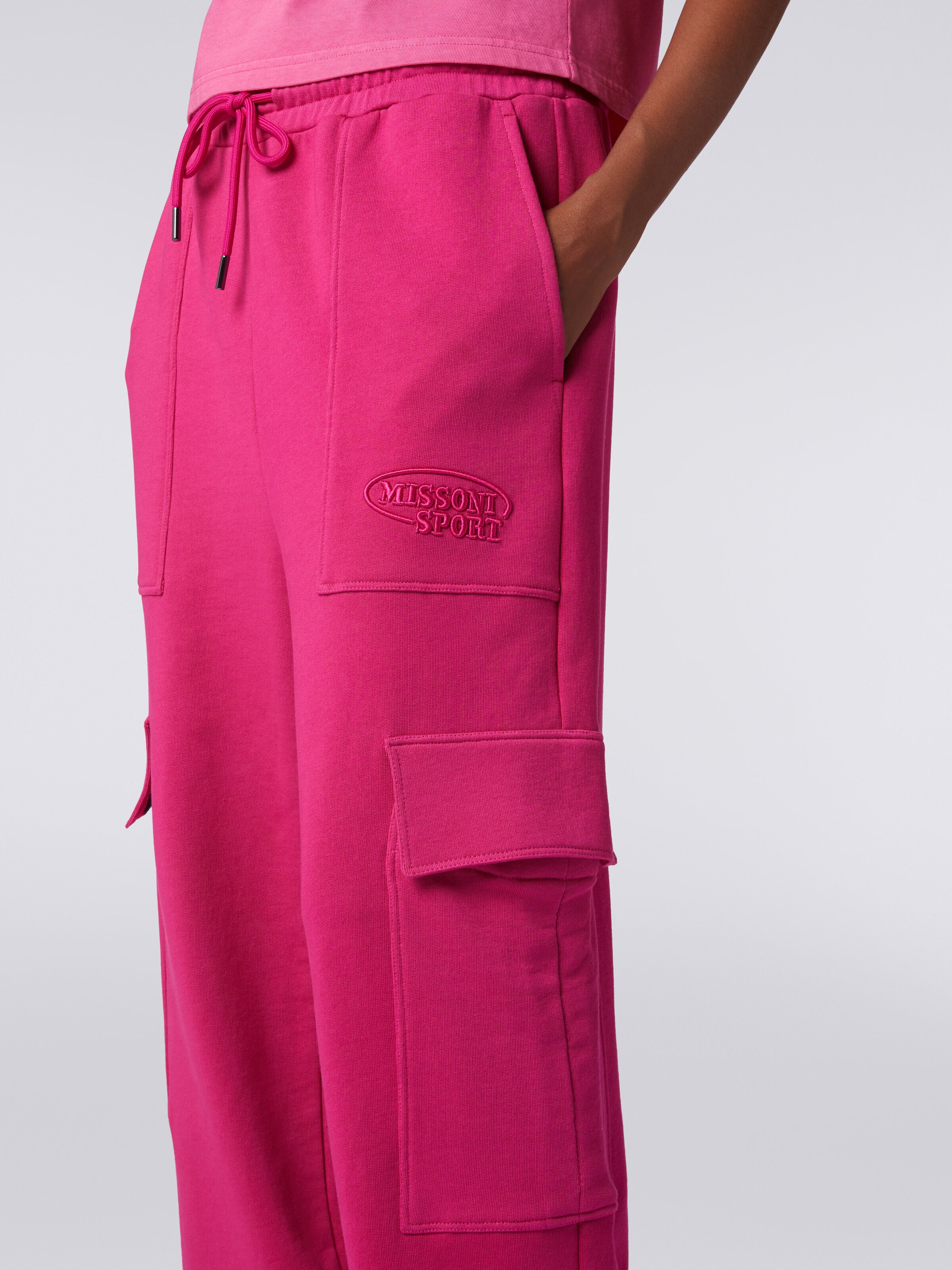 Pantalon cargo en sweat de coton, Rouge  - 4