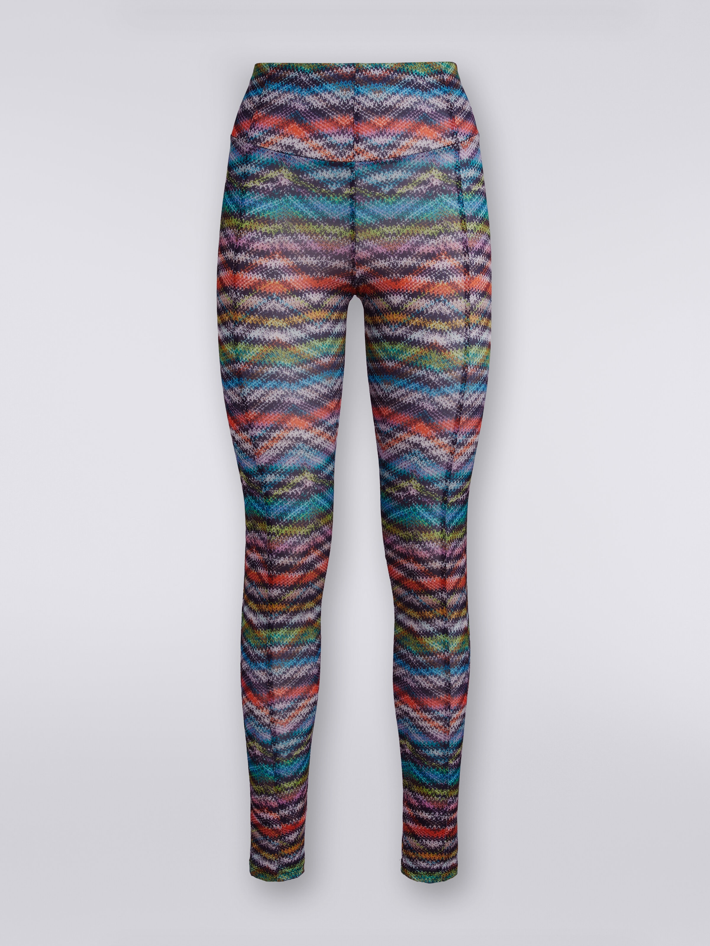 Leggings in tessuto stretch stampa zig zag, Multicolore  - 0
