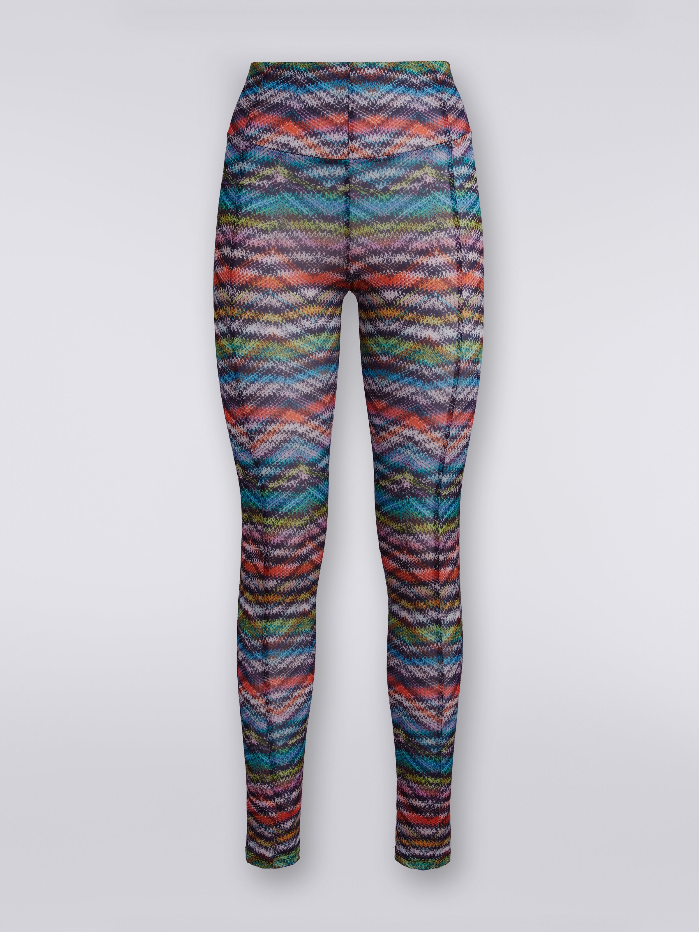 Legging en tissu extensible à imprimé à zig zag, Multicolore  - 0