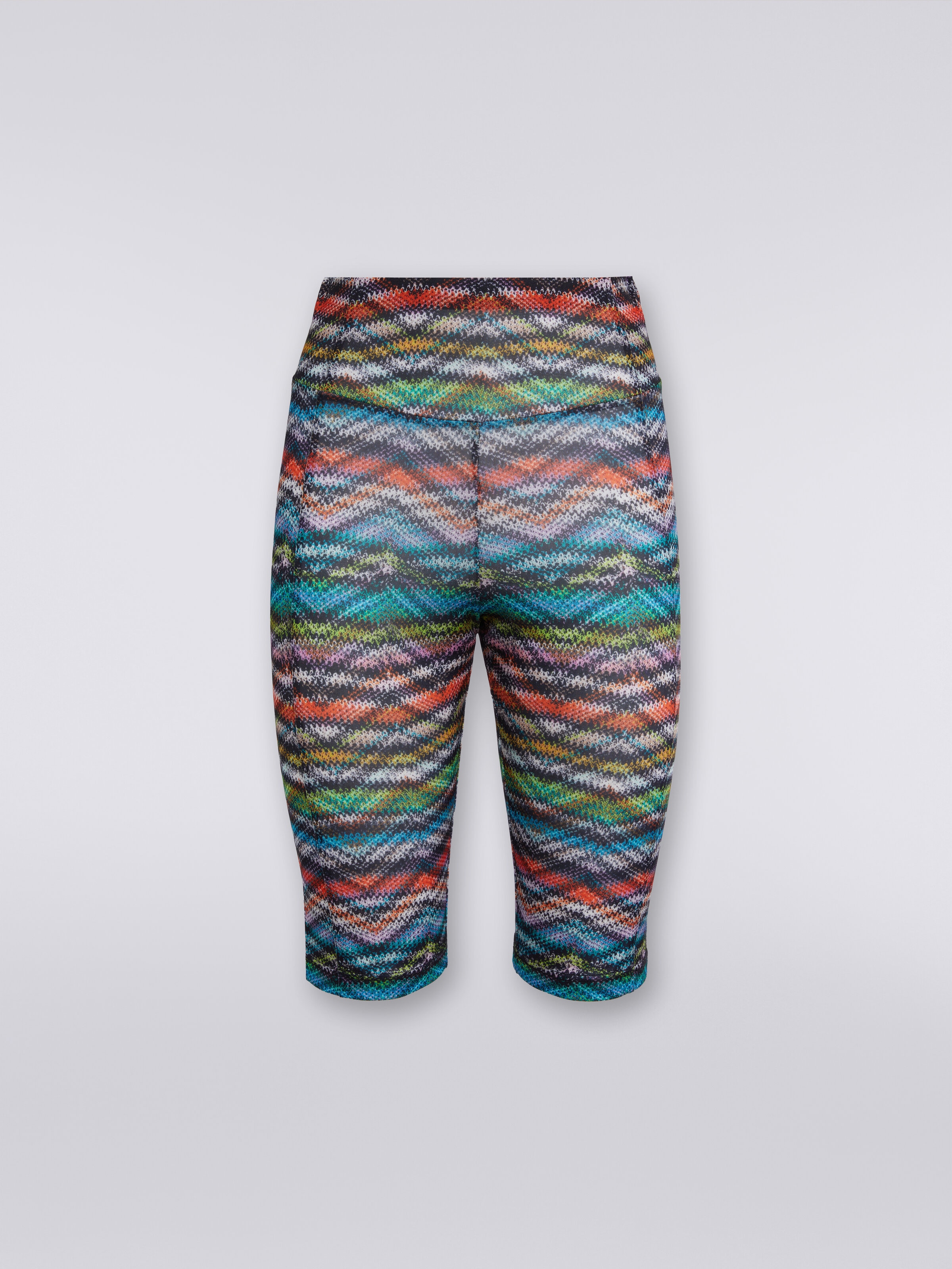 Shorts aus elastischem, bedrucktem Nylon, Mehrfarbig  - 0