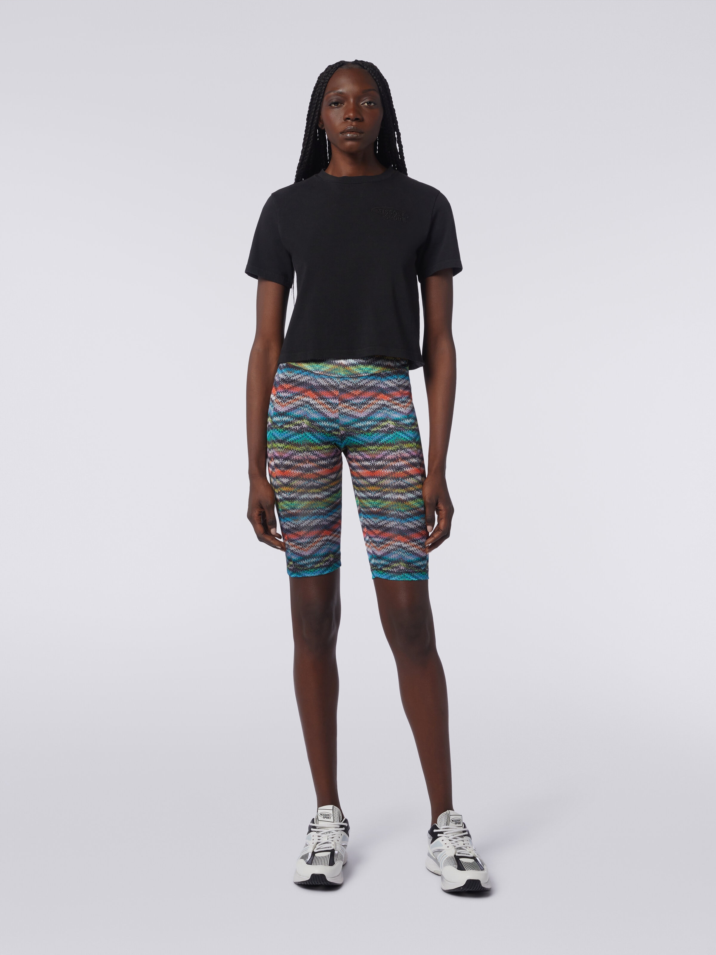 Shorts in nylon stretch stampato, Multicolore  - 1