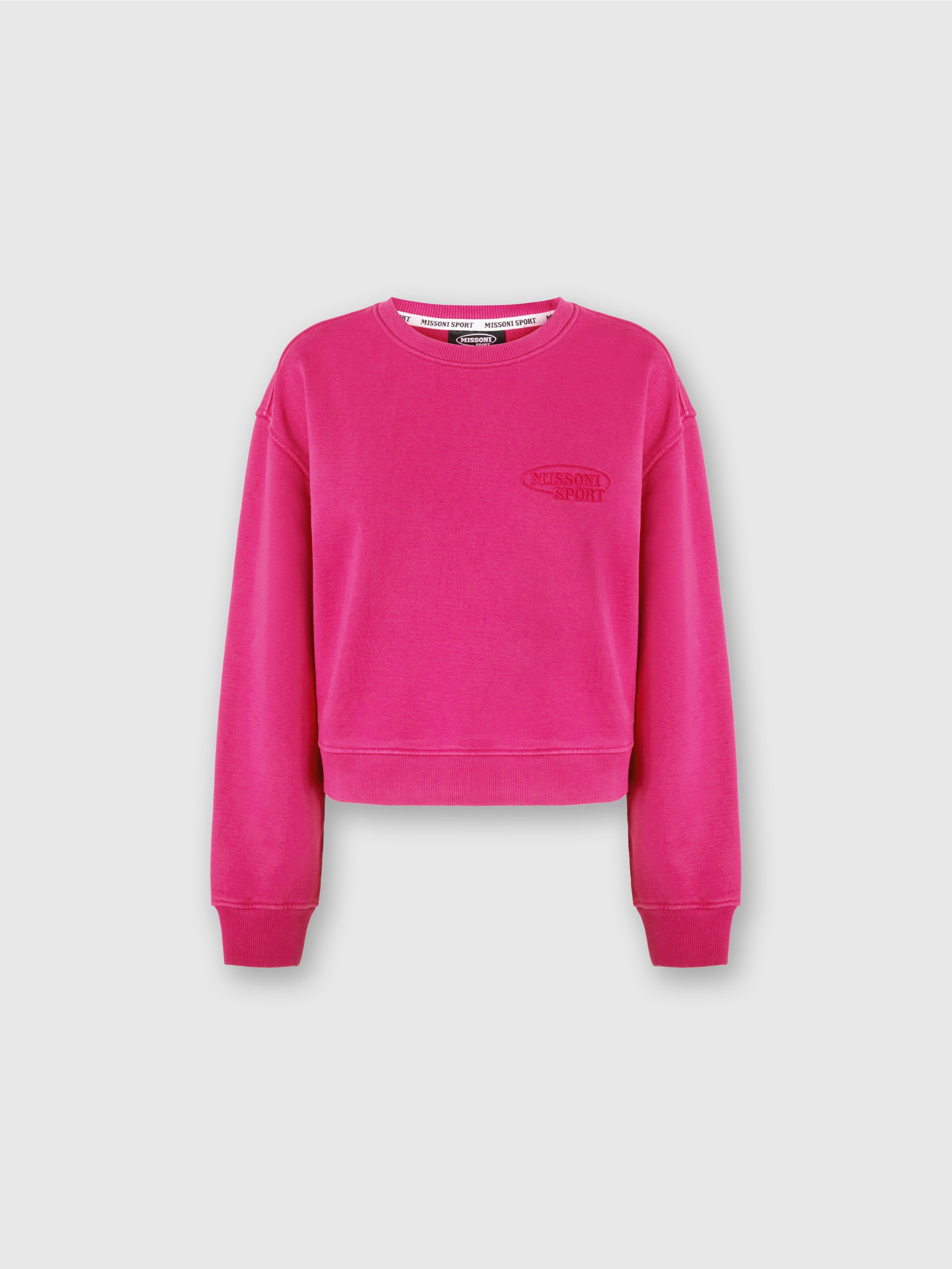 Crew-neck sweatshirt in cotton with logo, Red  - 0