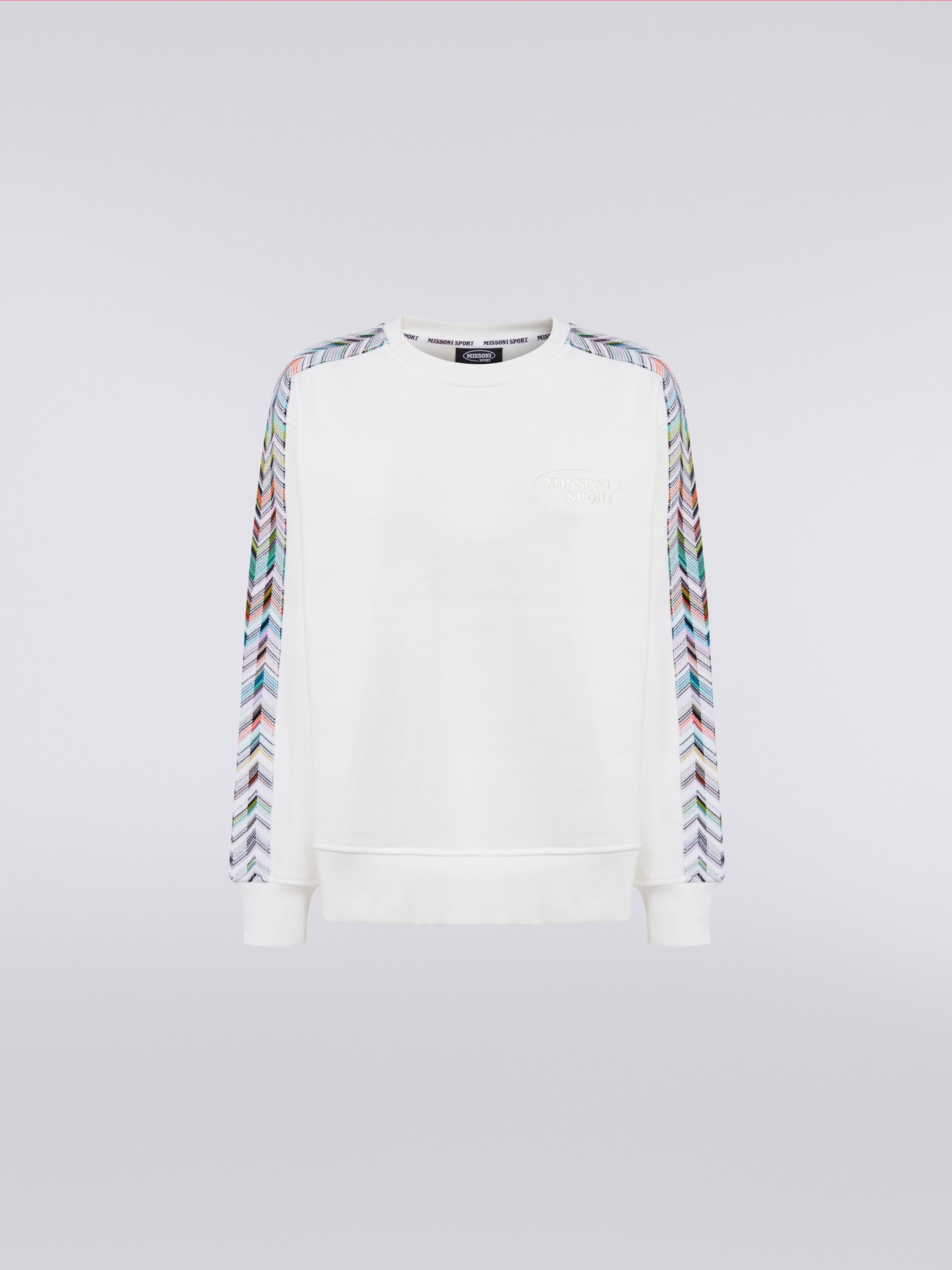 Crew-neck sweatshirt with logo and knitted details, Multicoloured  - 0