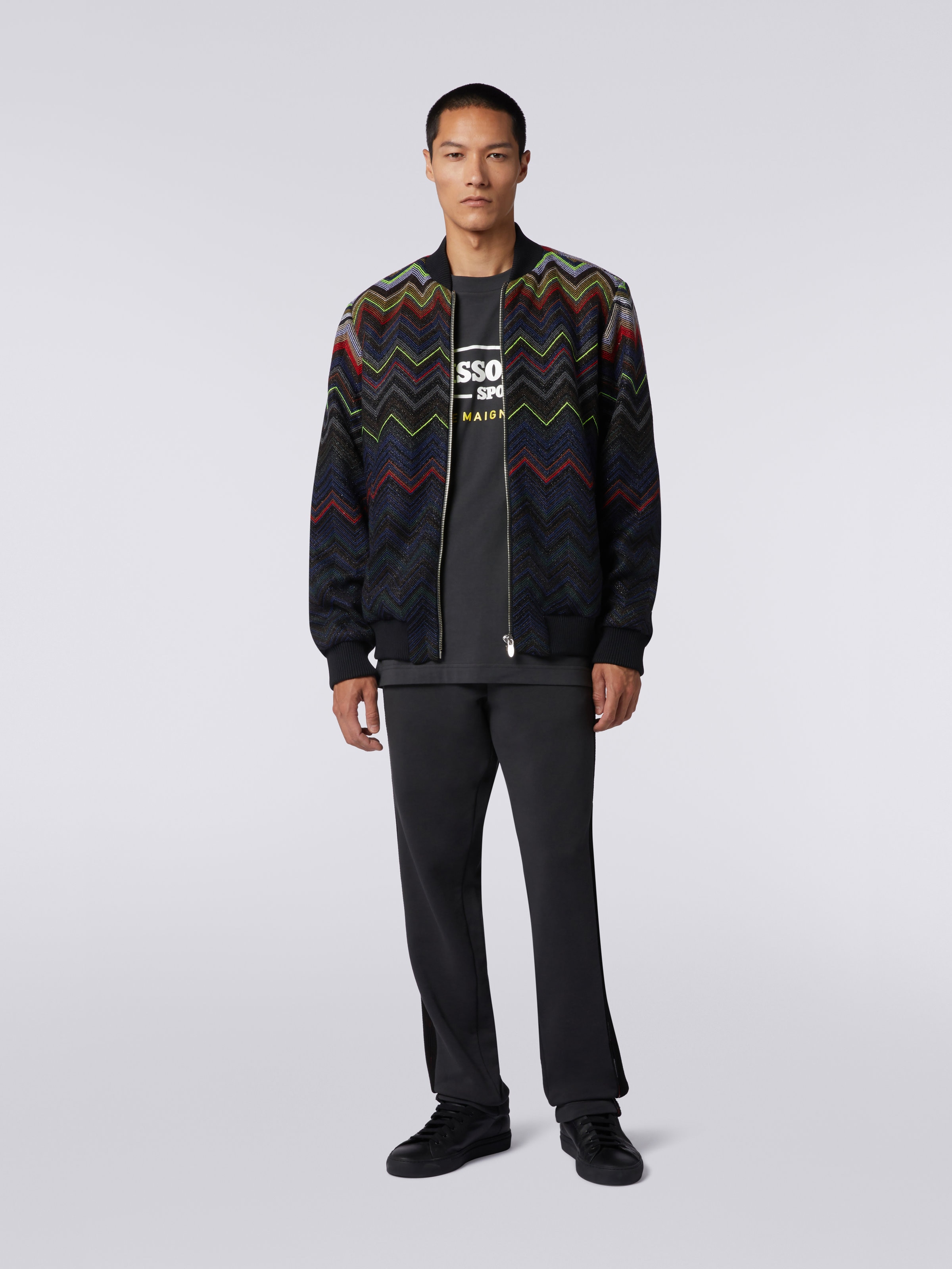 Wool and cotton blend chevron bomber jacket in collaboration with Mike Maignan, Multicoloured - 1