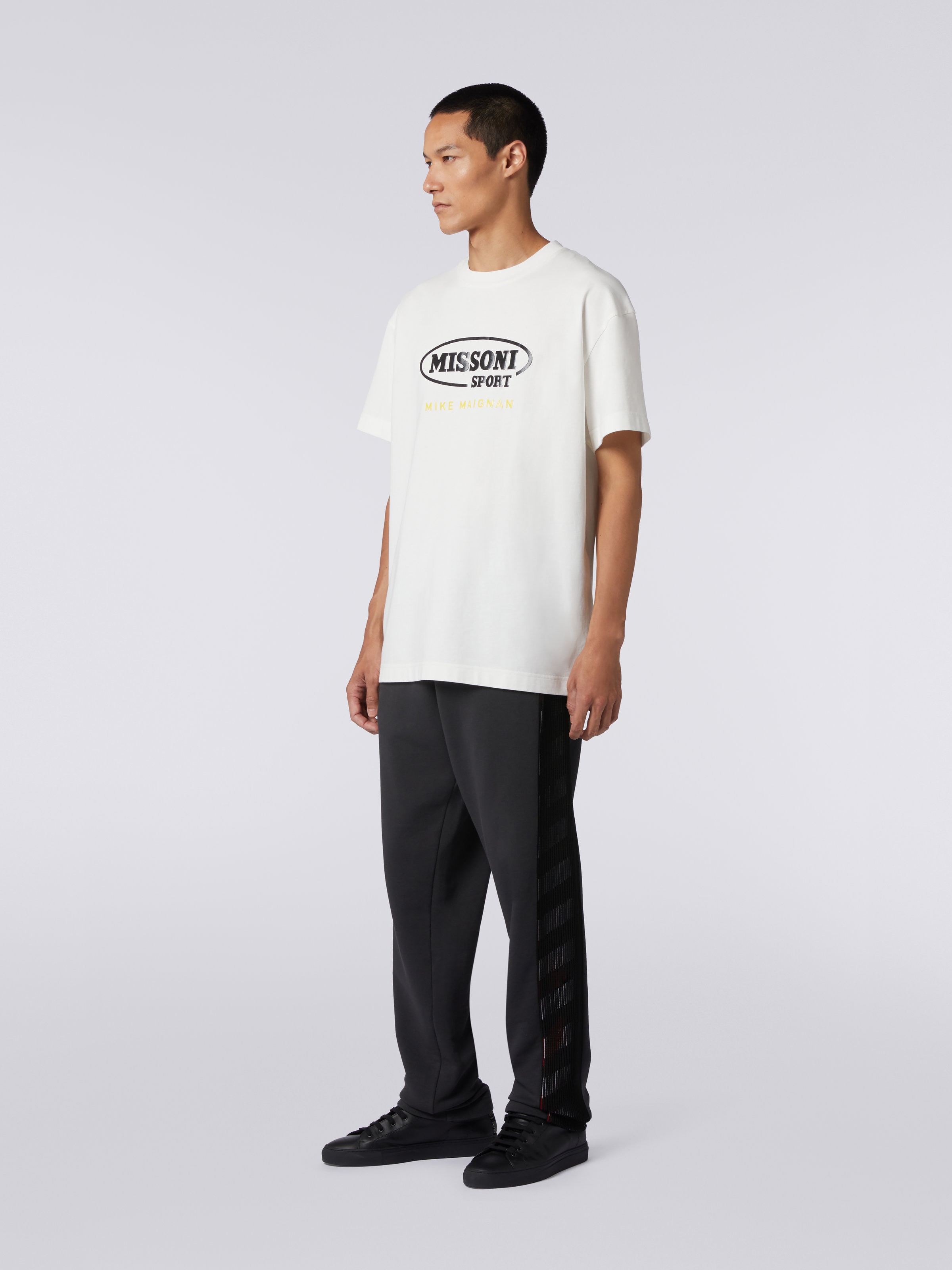 T-shirt girocollo in cotone con logo in collaborazione con Mike Maignan, Bianco - 2