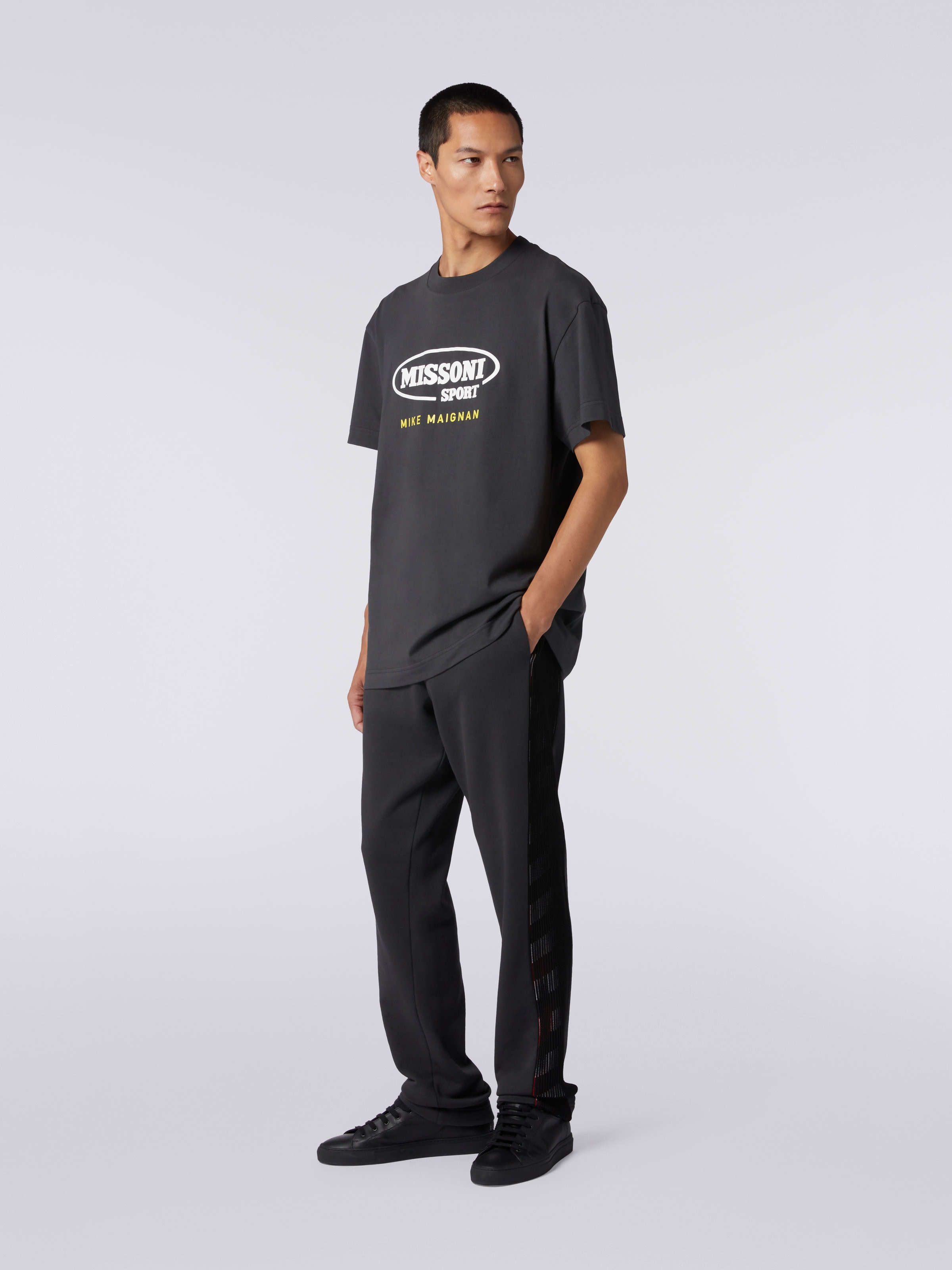 Crew-neck cotton T-shirt with logo in collaboration with Mike Maignan, Grey - 2