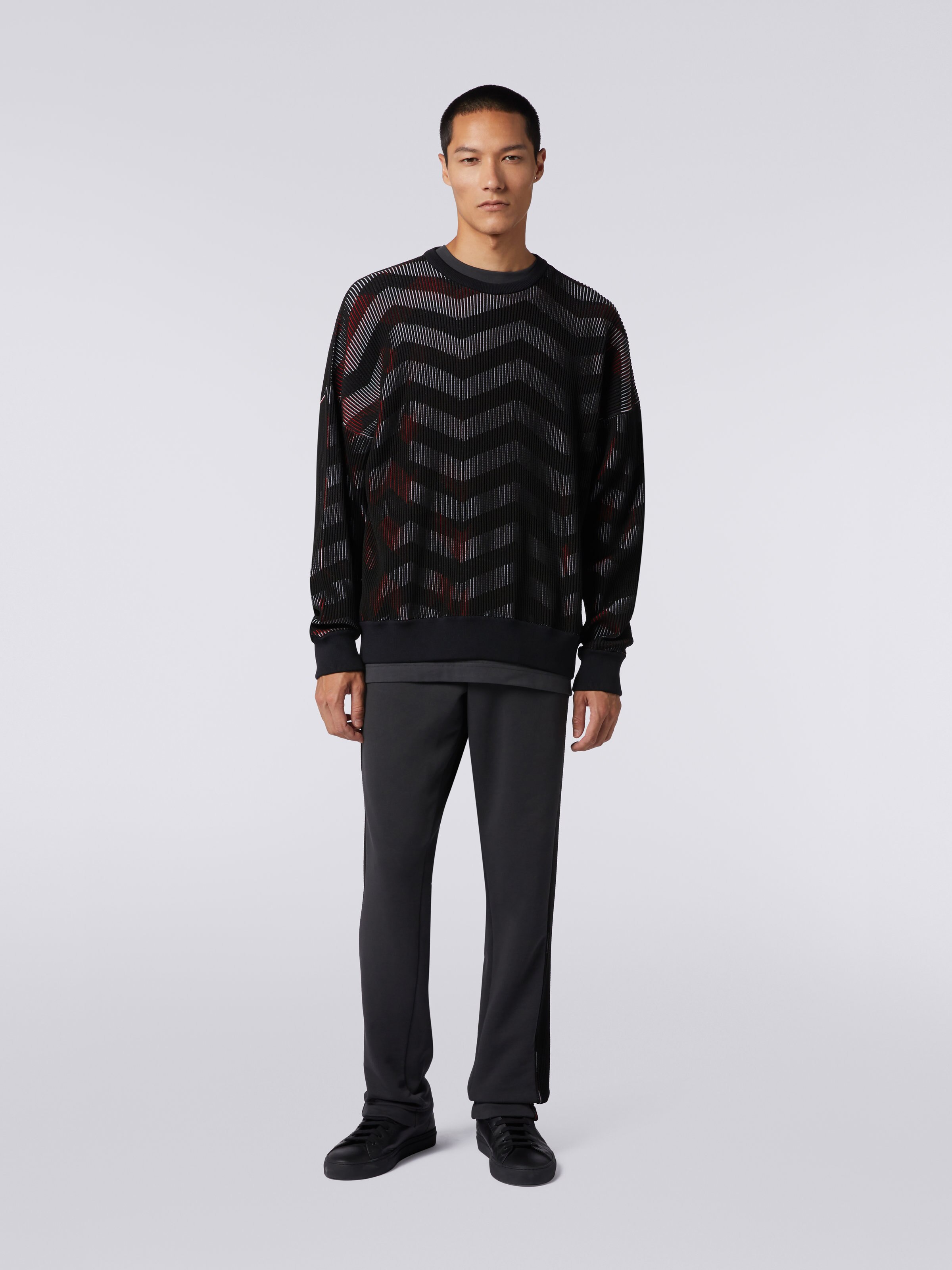 Cotton blend chevron crew-neck jumper in collaboration with Mike Maignan, Multicoloured - 1