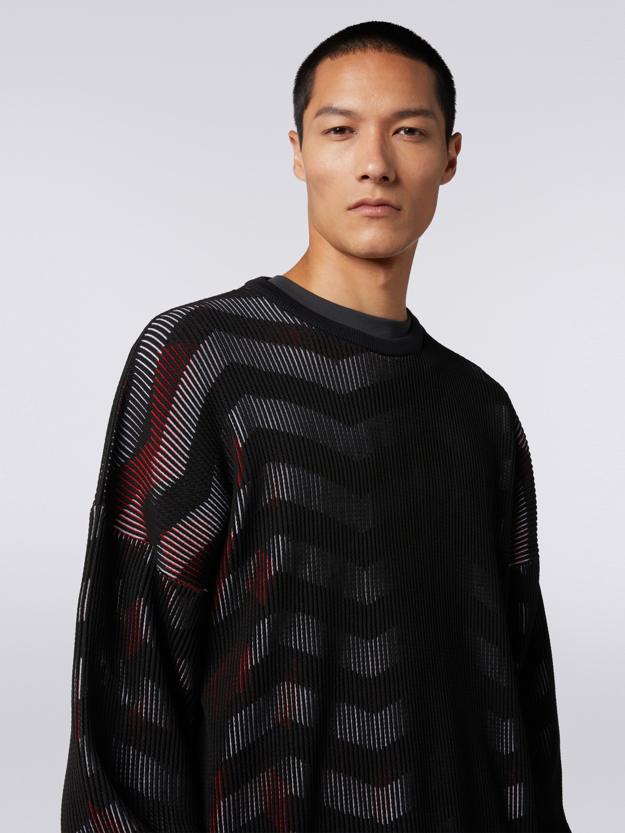 Cotton blend chevron crew-neck jumper in collaboration with Mike Maignan, Multicoloured - 4