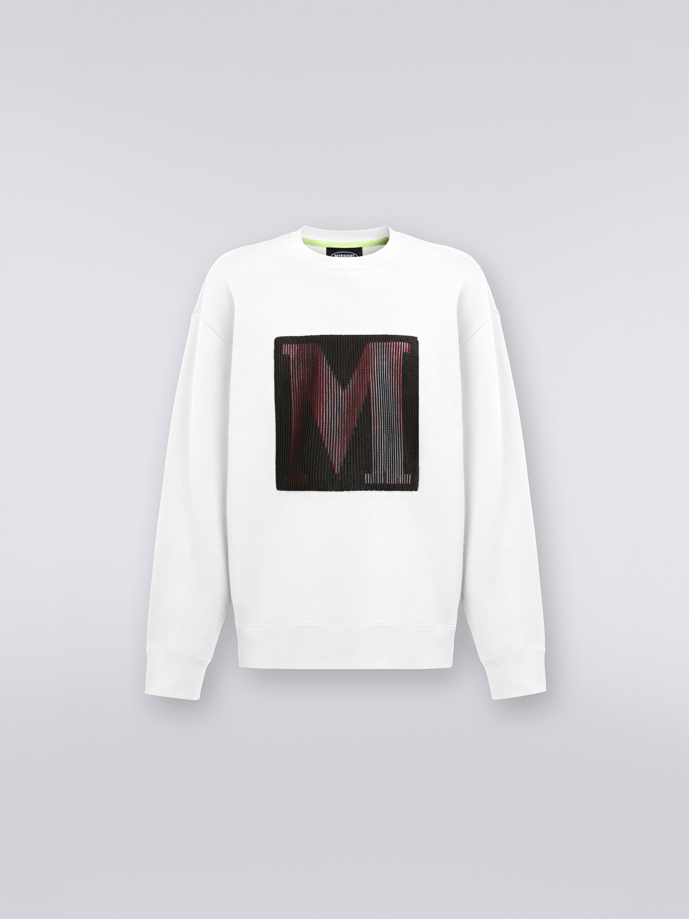 Cotton crew-neck sweatshirt with macro logo in collaboration with Mike Maignan, White - 0
