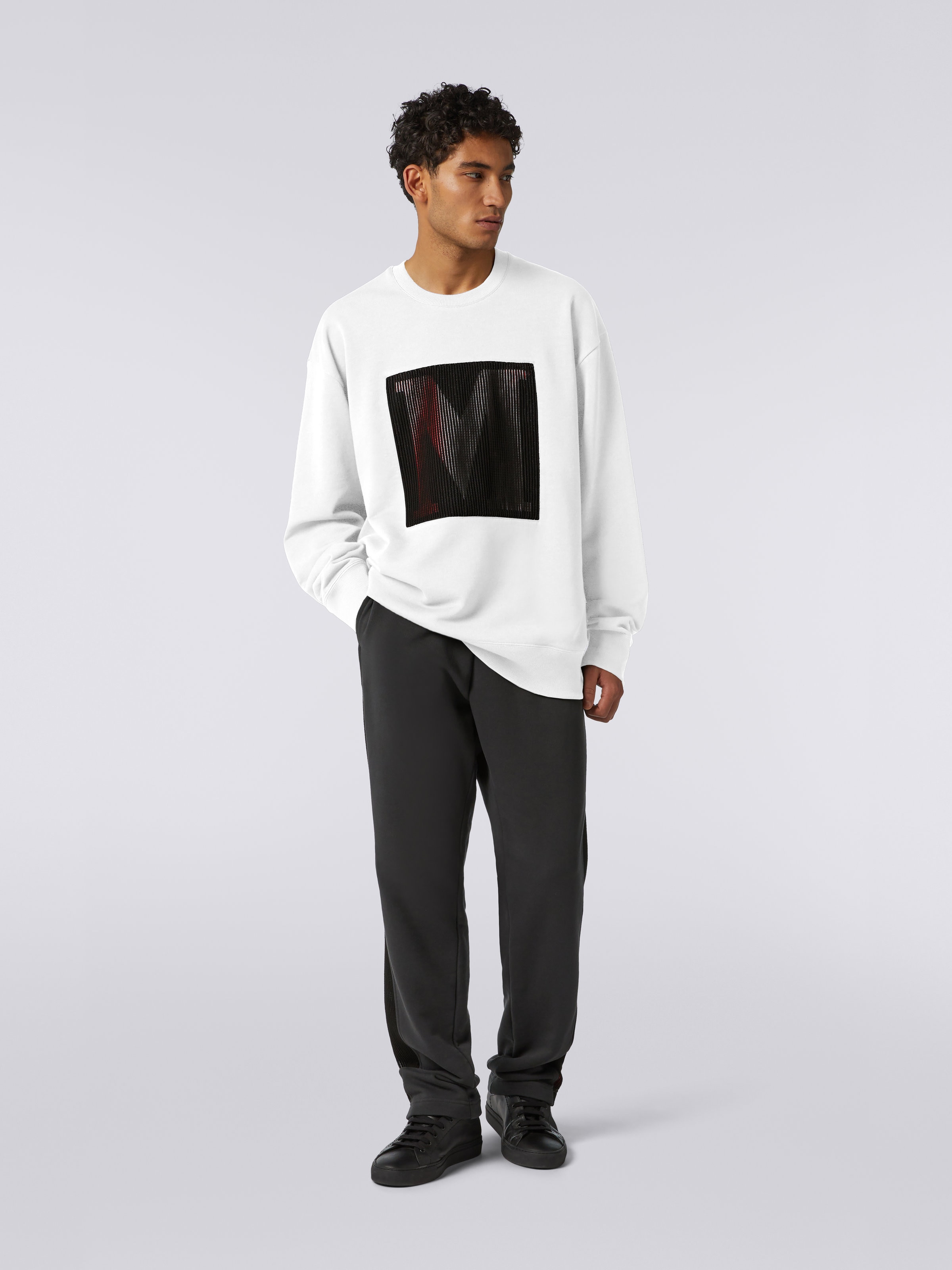 Cotton crew-neck sweatshirt with macro logo in collaboration with Mike Maignan, White - 1