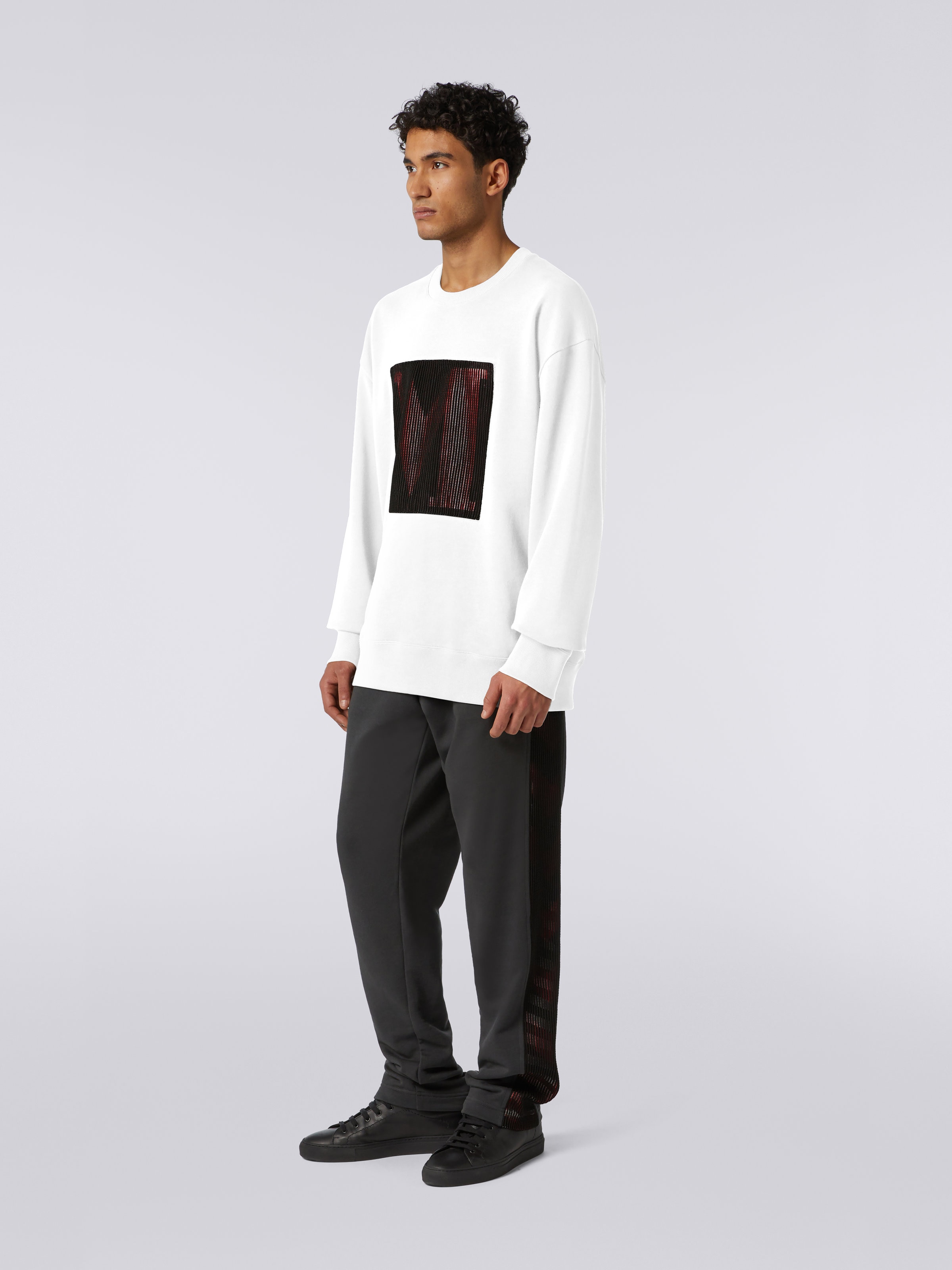 Cotton crew-neck sweatshirt with macro logo in collaboration with Mike Maignan, White - 2