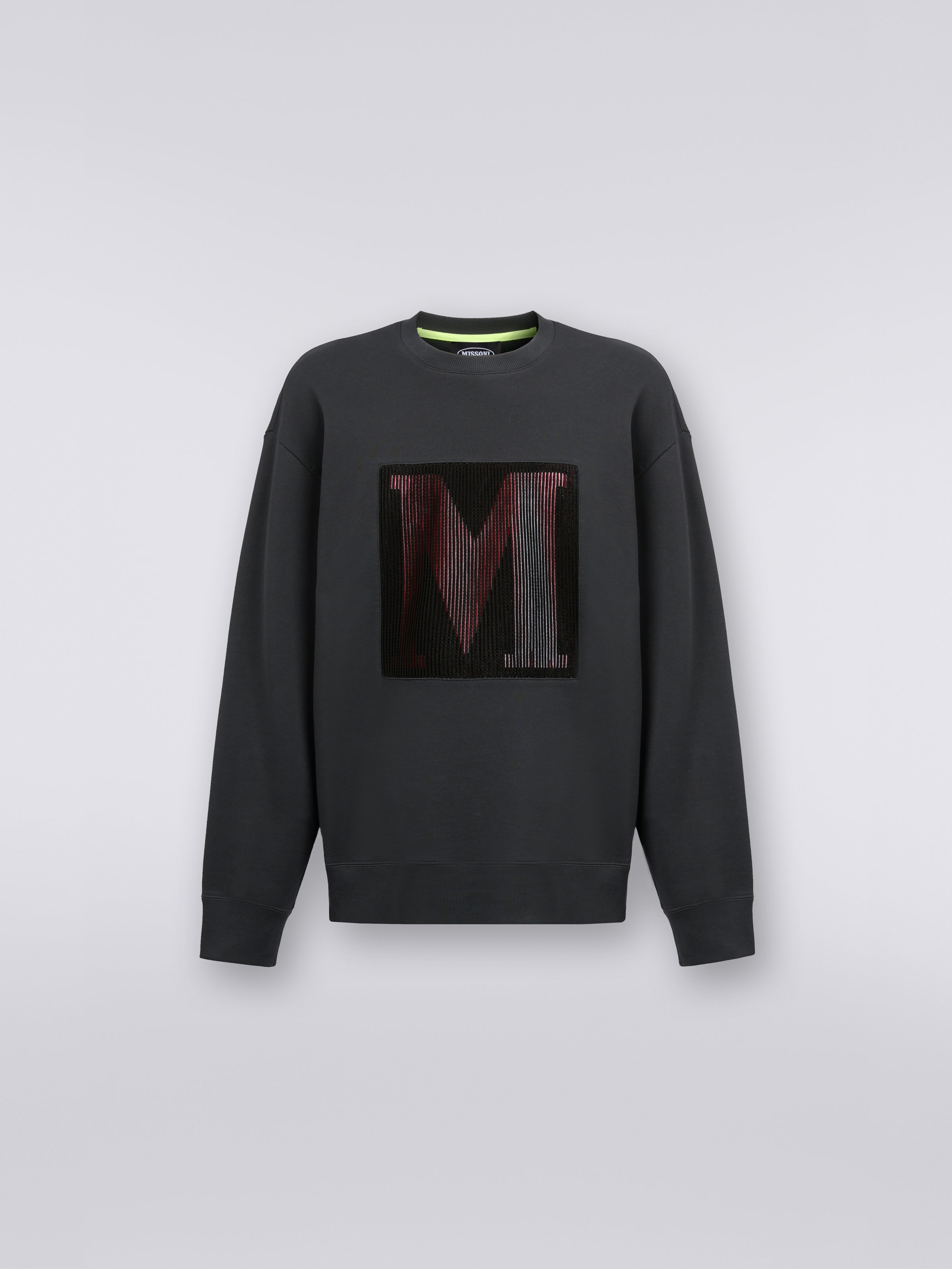 Cotton crew-neck sweatshirt with macro logo in collaboration with Mike Maignan, Grey - 0