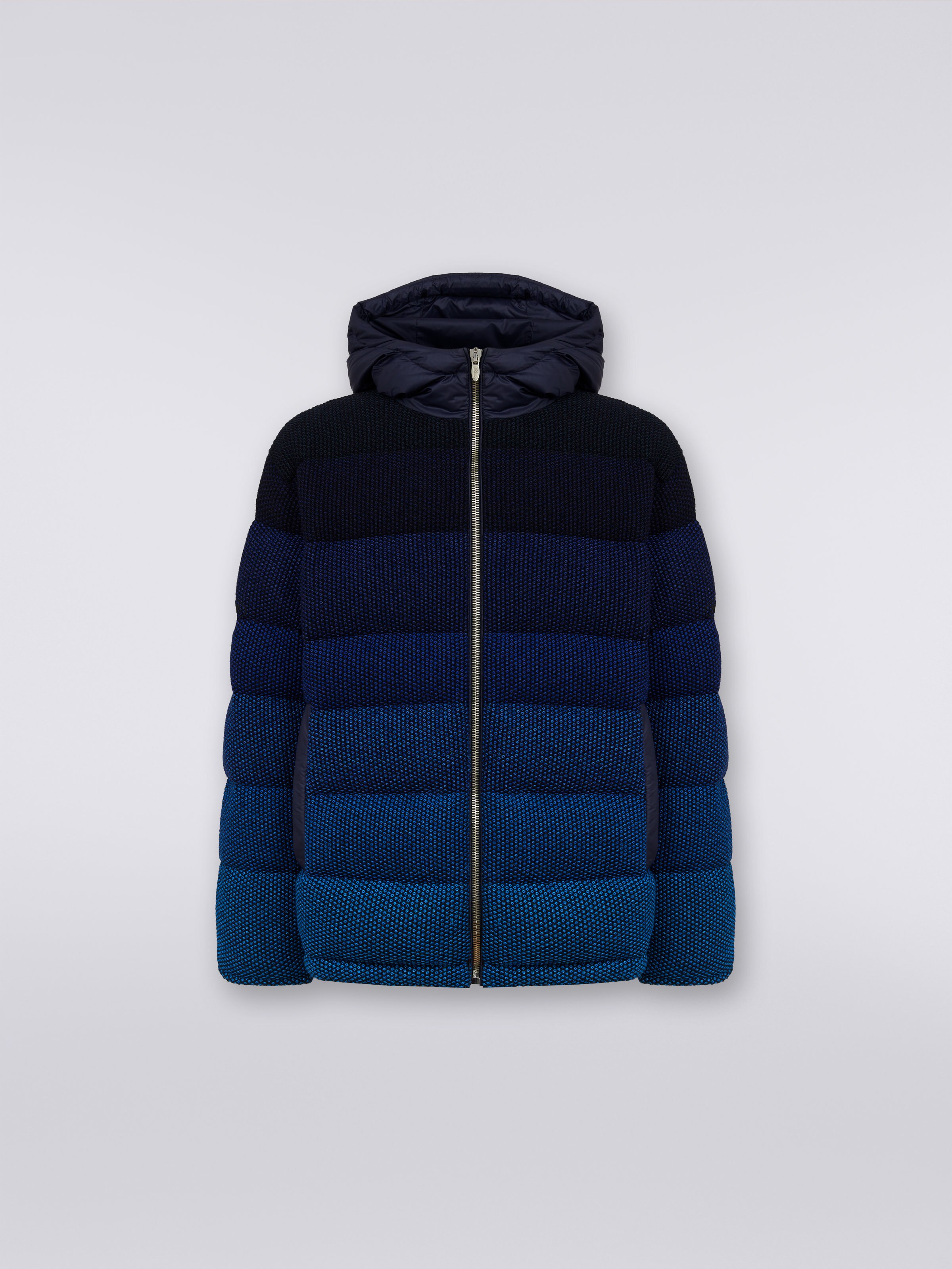 Dégradé padded bomber jacket, Black & Blue - 0