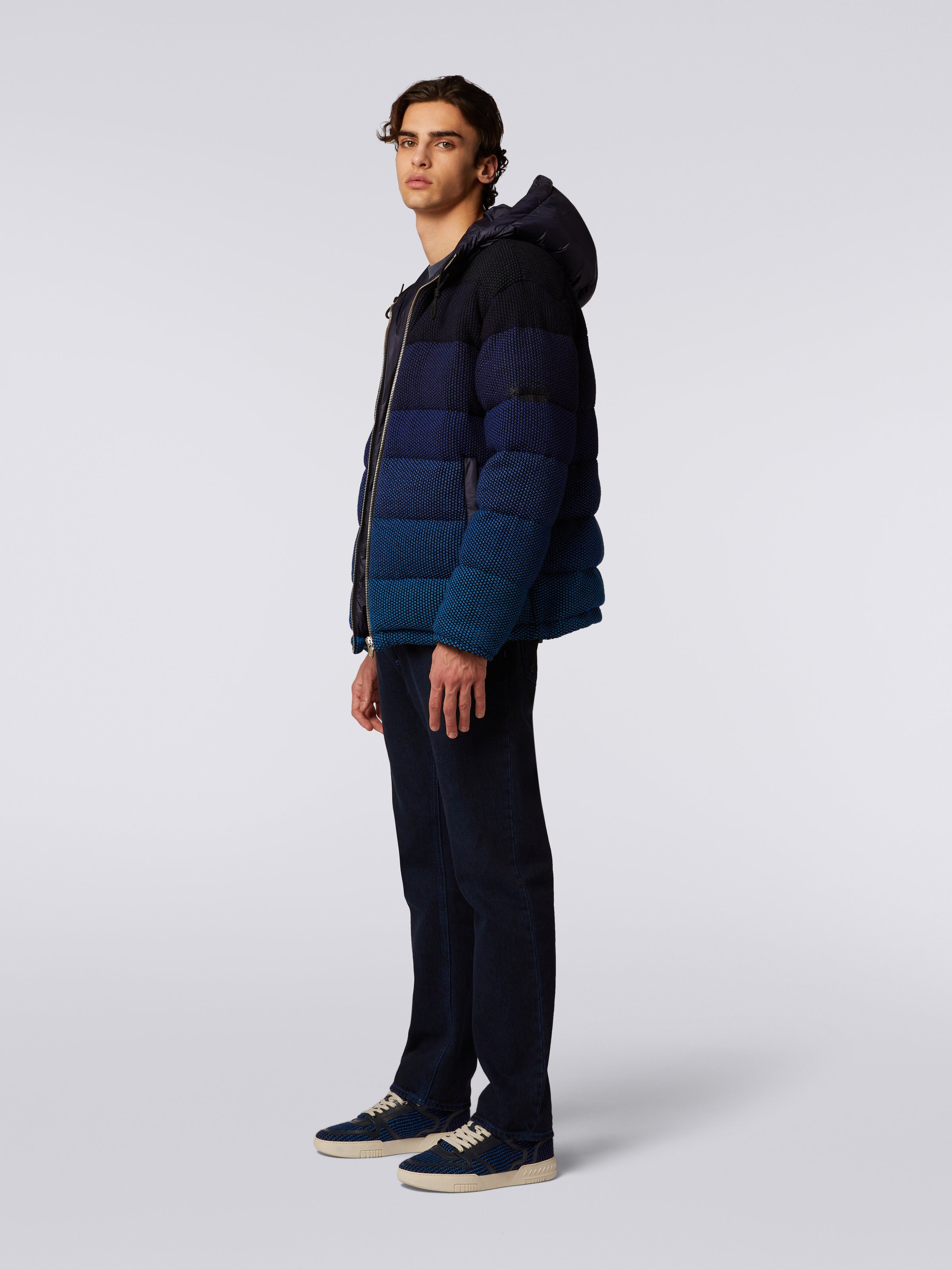 Dégradé padded bomber jacket, Black & Blue - 2