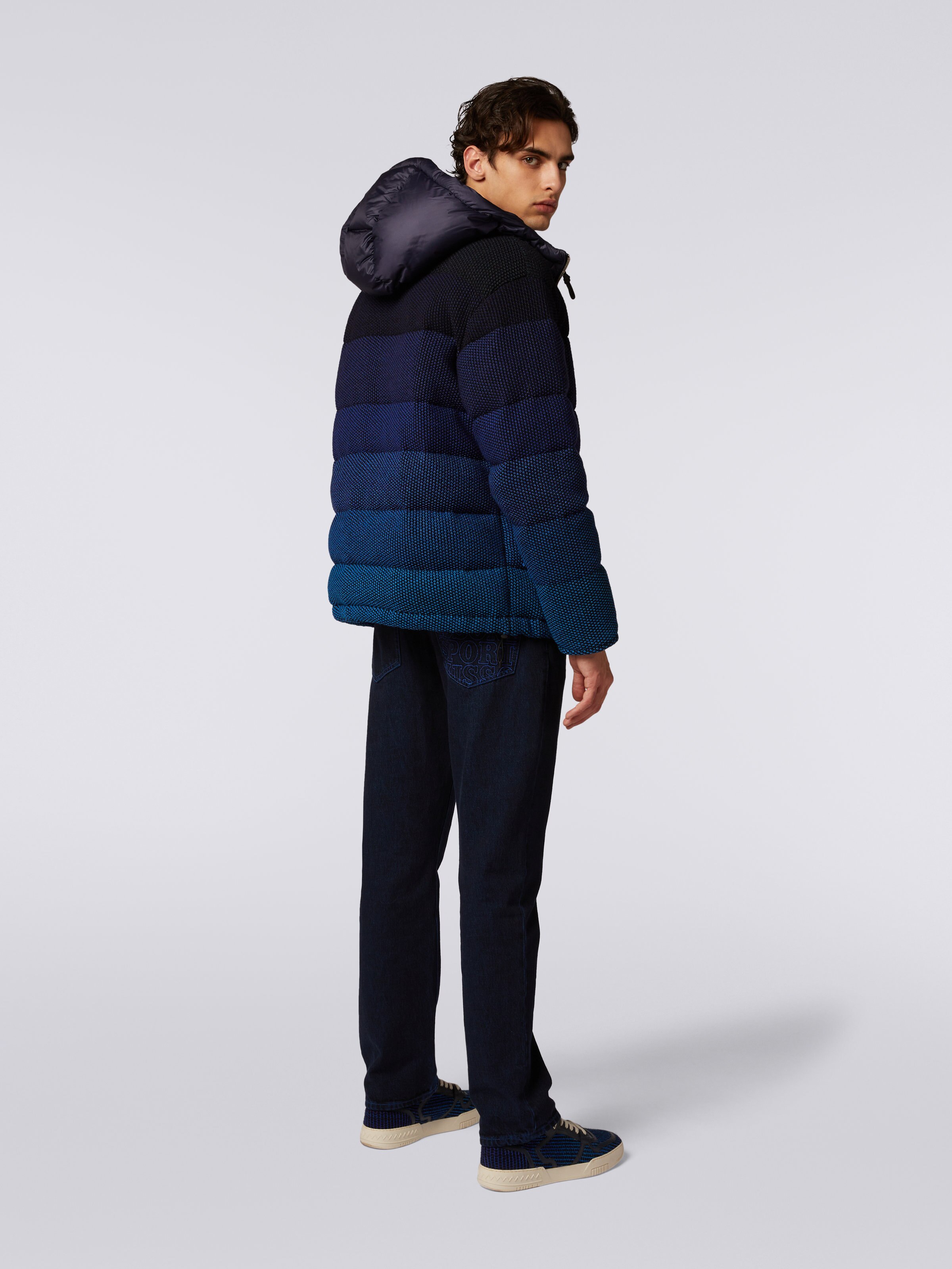 Dégradé padded bomber jacket, Black & Blue - 3
