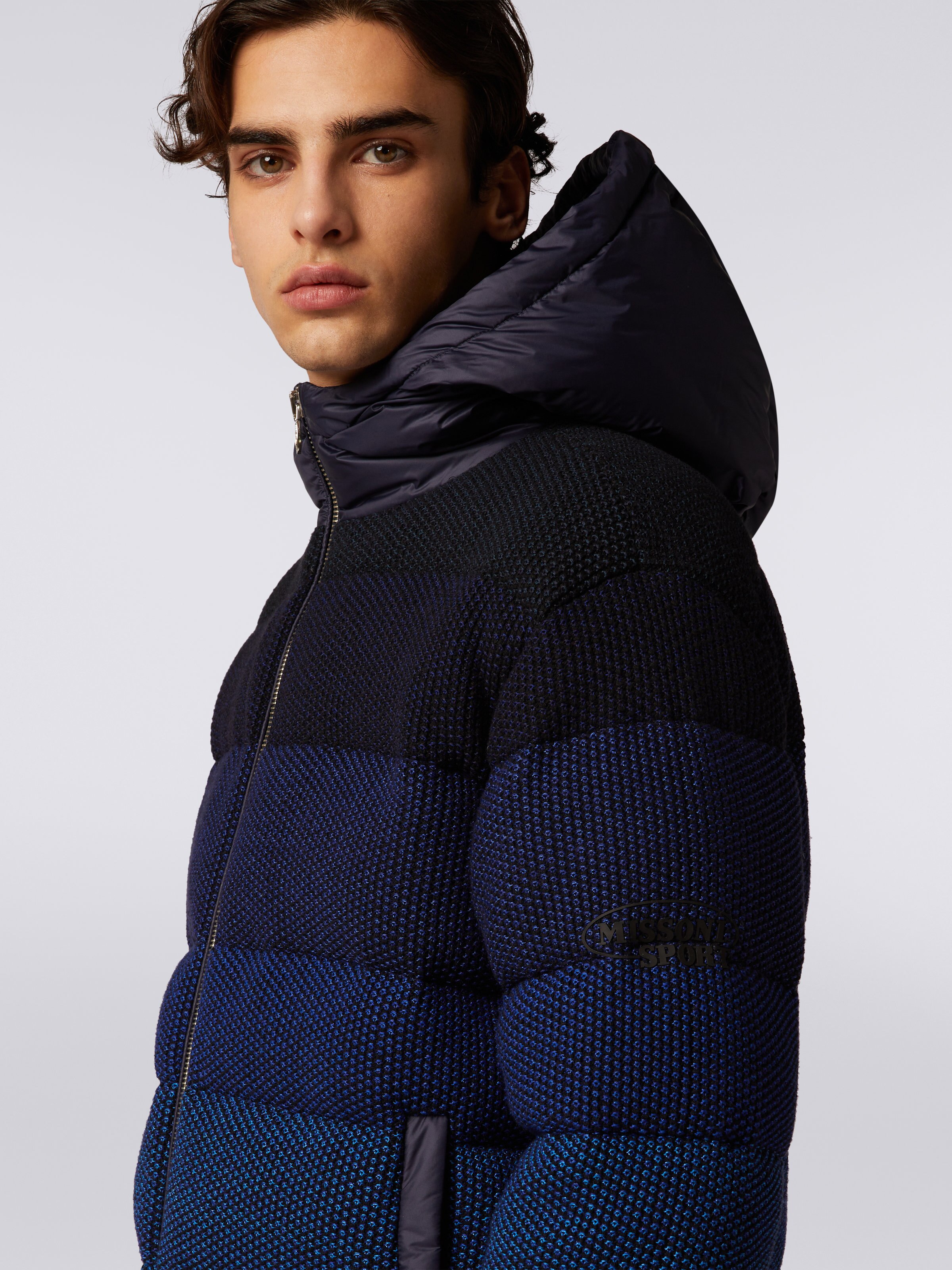 Dégradé padded bomber jacket, Black & Blue - 4