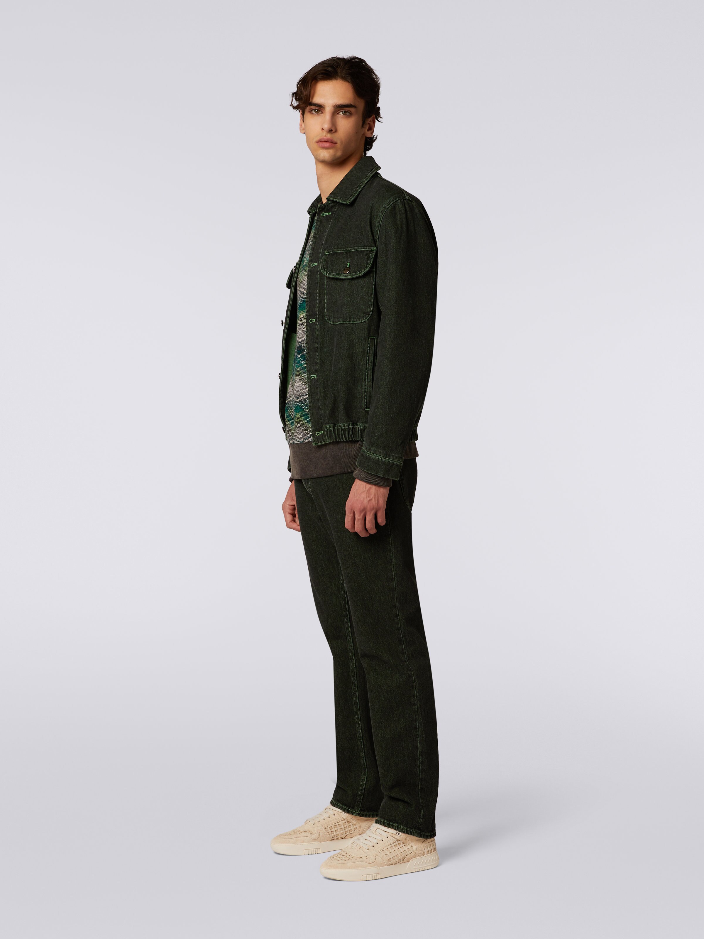 Denim jacket with embroidered logo, Green - 2